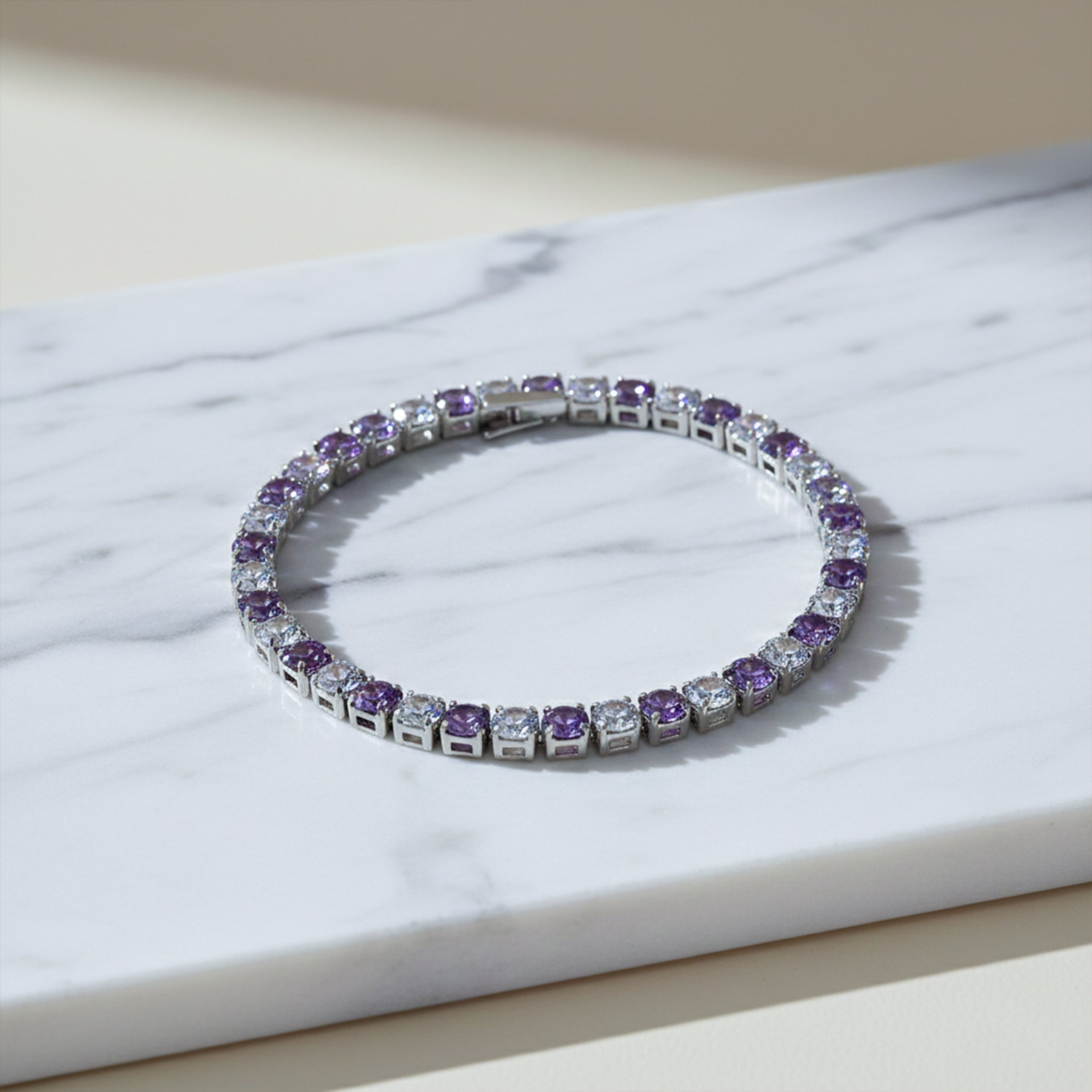Purple & White Stone Tennis Bracelet GWB -60