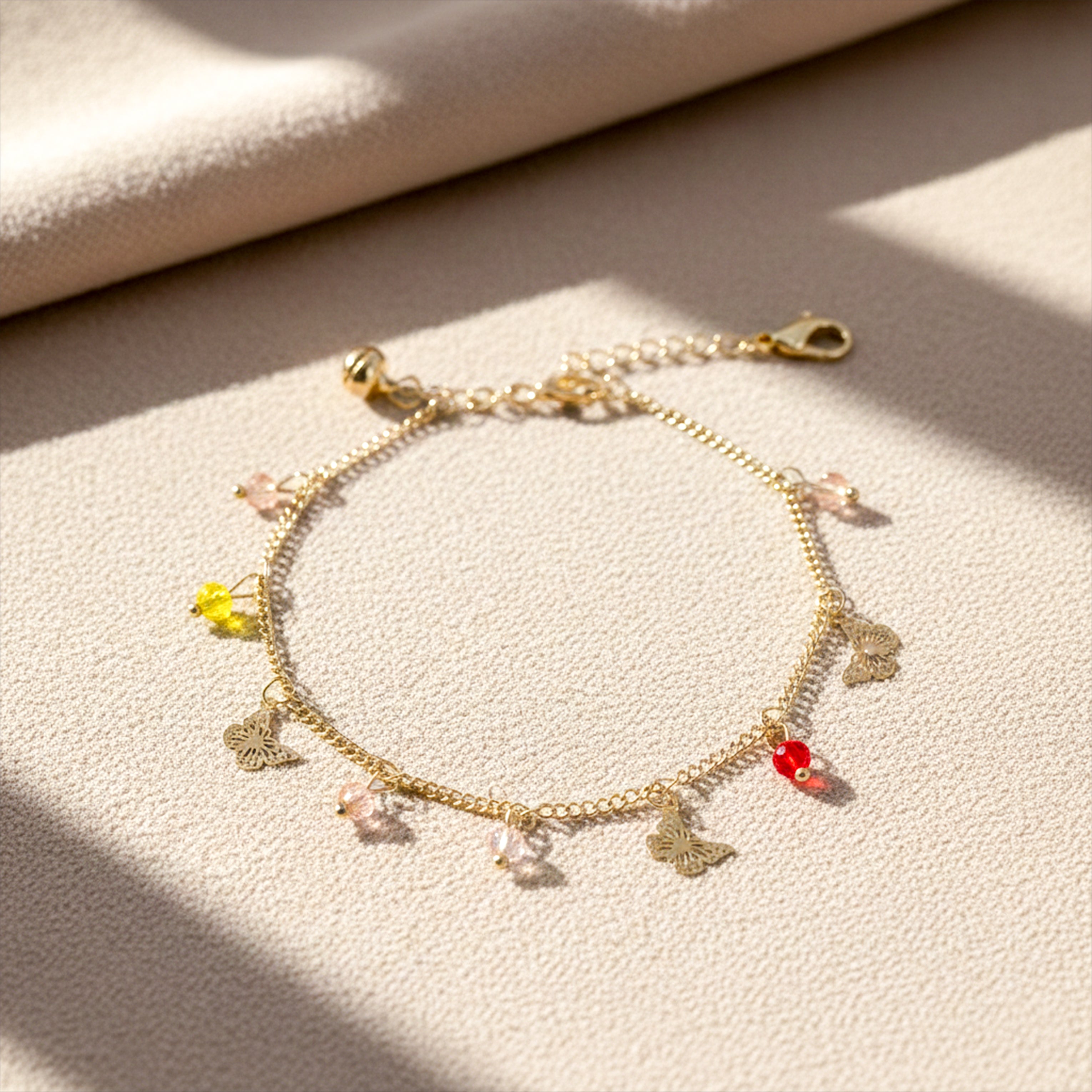 Golden Butterfly Bead Anklet GWA -40