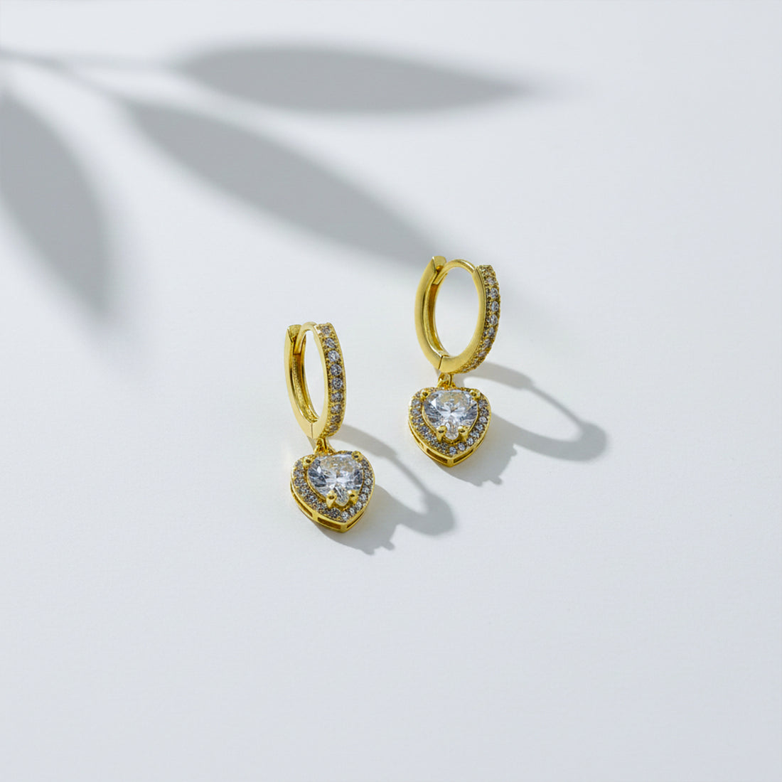 Celeste Heart Halo Drop Hoop Earrings GWE -76