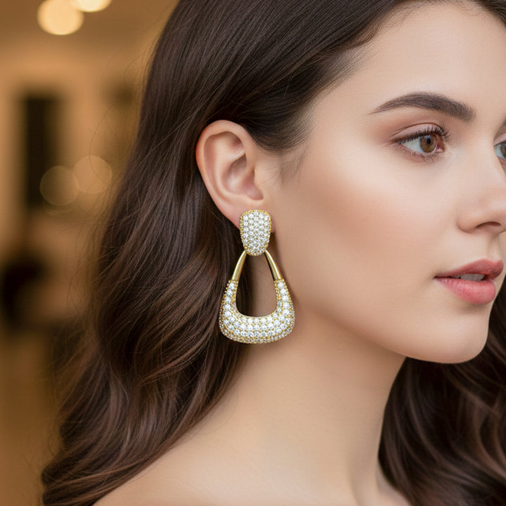 Gold Tone Crystal Earrings GWE -135