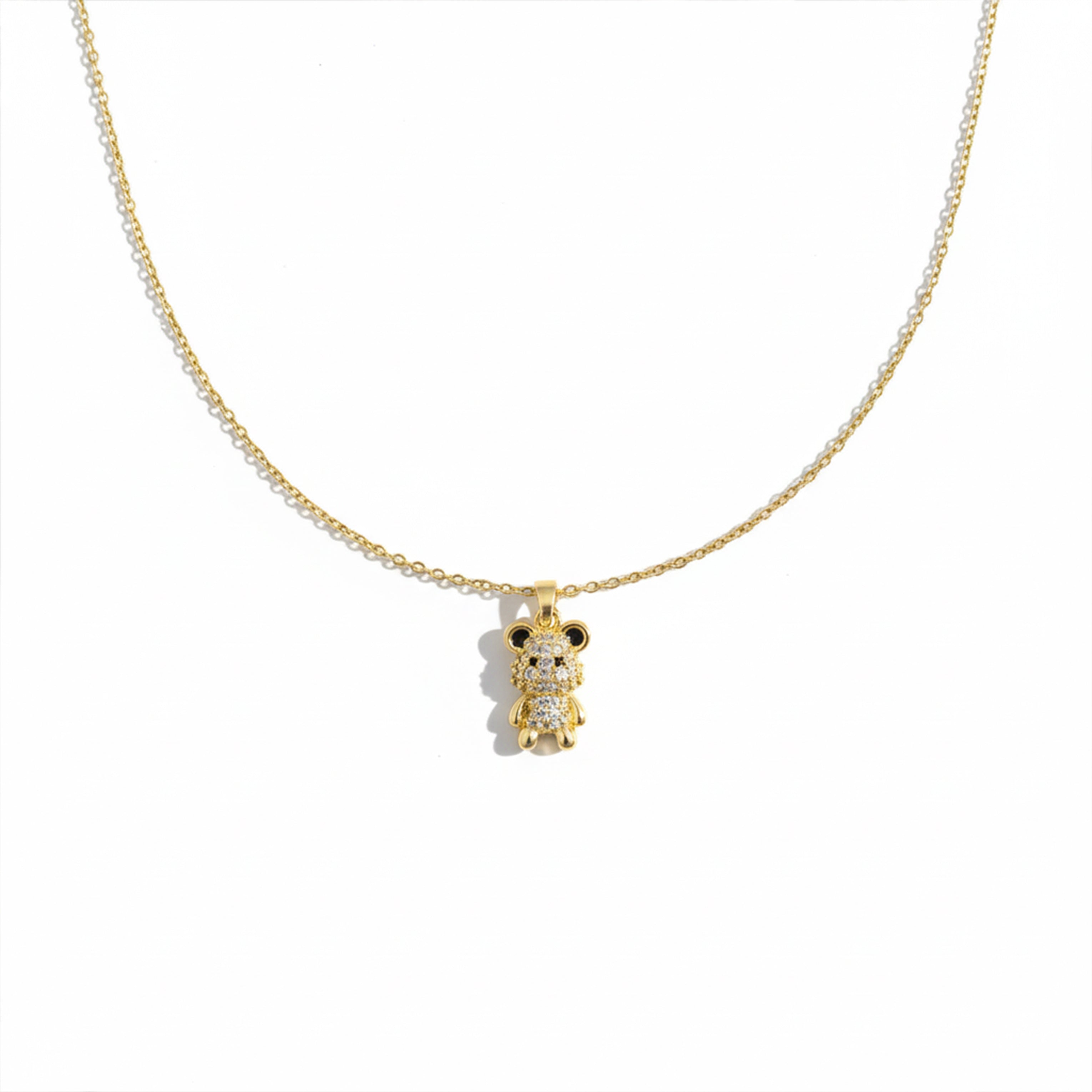 Cute Crystal Bear Pendant Necklace GWN -80