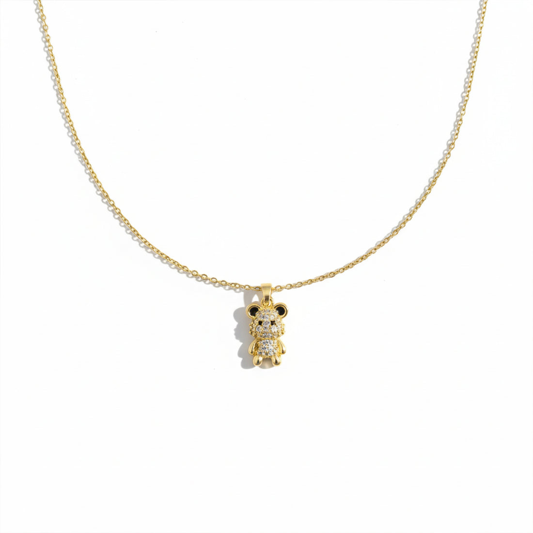 Cute Crystal Bear Pendant Necklace GWN -80
