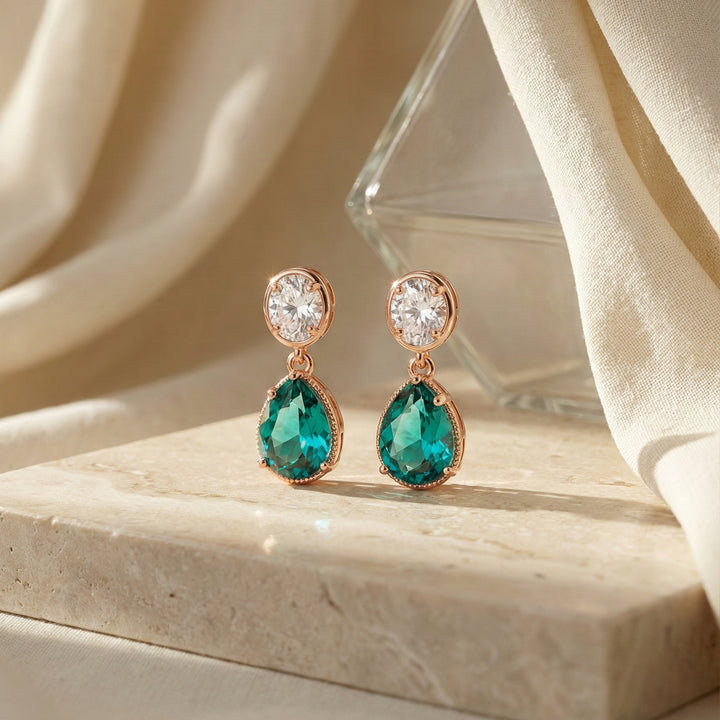Aurora Teardrop Crystal Dangle Earrings GWE -49