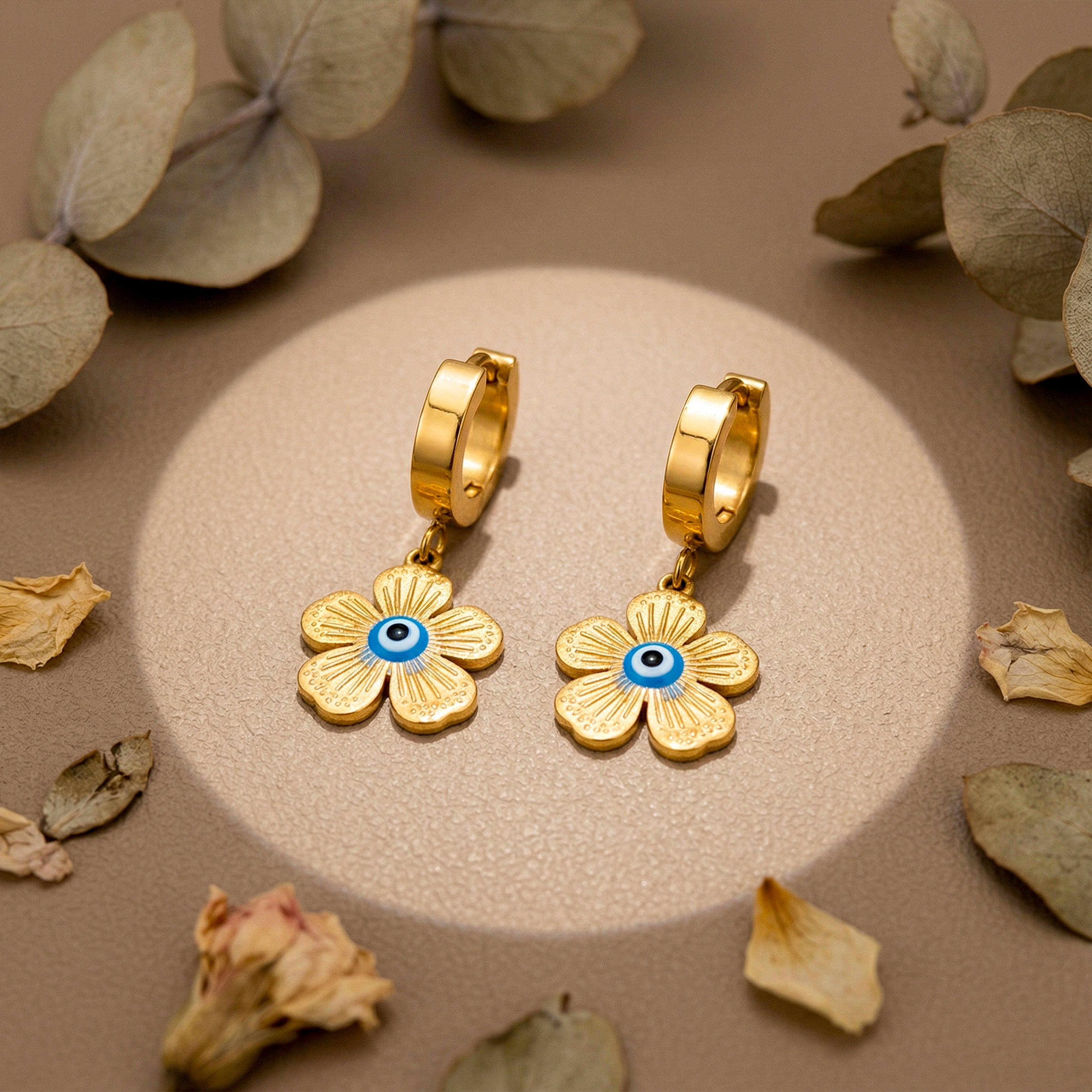 Evil Eye Bloom Hoop Earrings GWE -81
