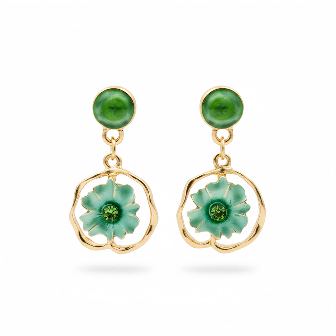 Emerald Bloom Drop Earrings GWE -191