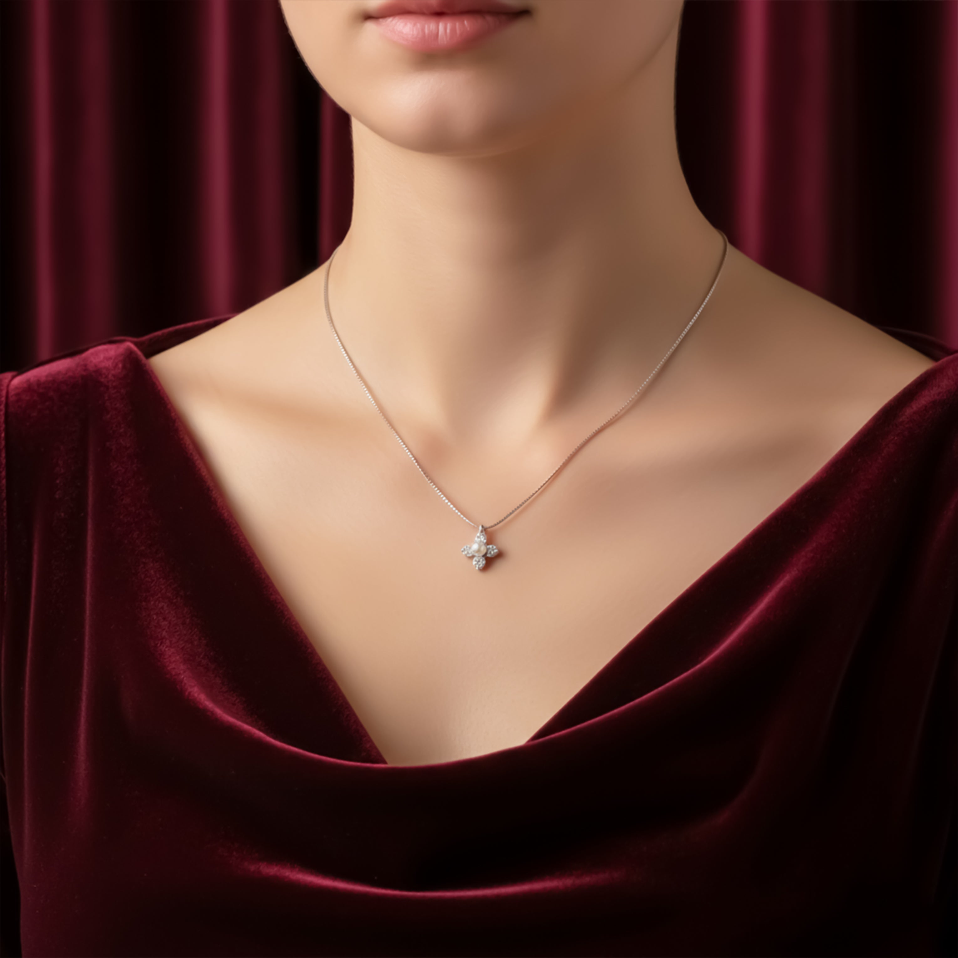 Crystal Flower Pearl Pendant GWN -54
