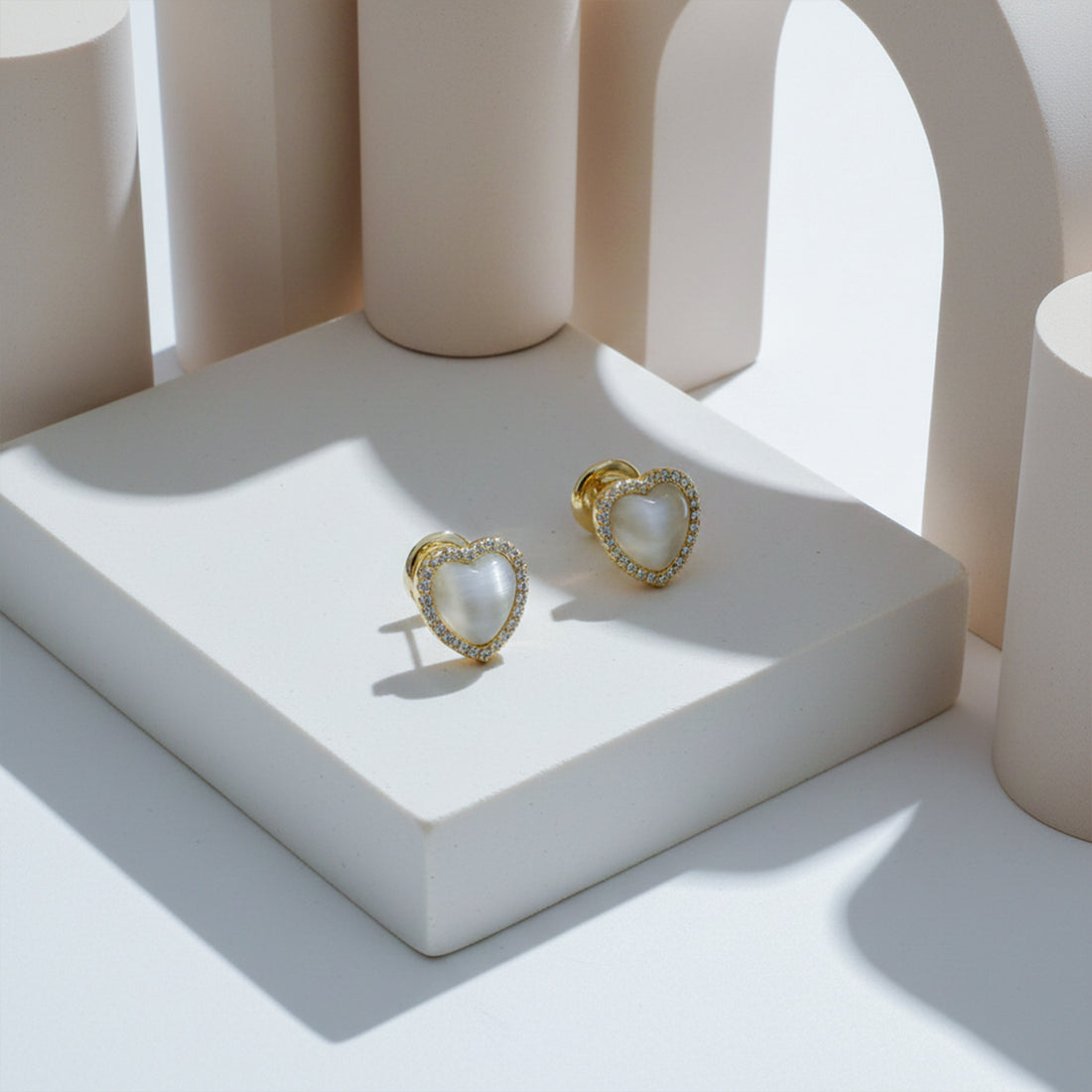 Pearl Heart Halo Earrings GWE -92