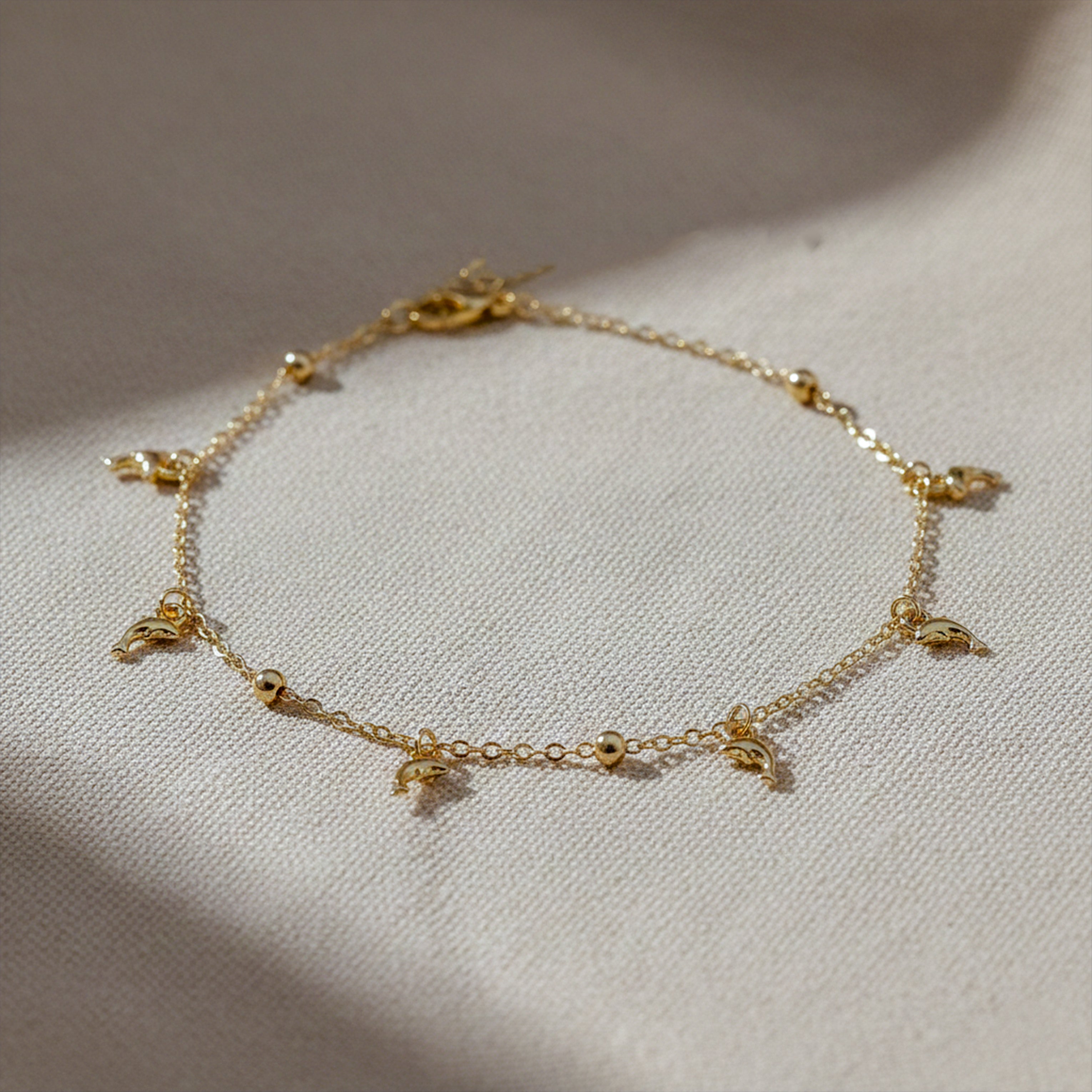 Golden Dolphin Charm Anklet GWA -54