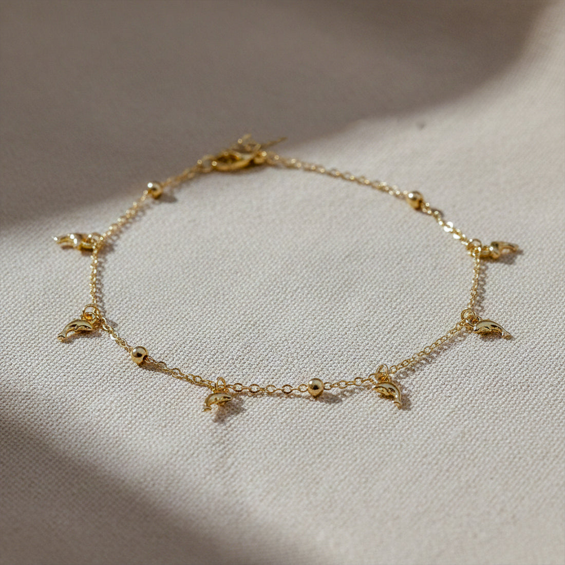 Golden Dolphin Charm Anklet GWA -54