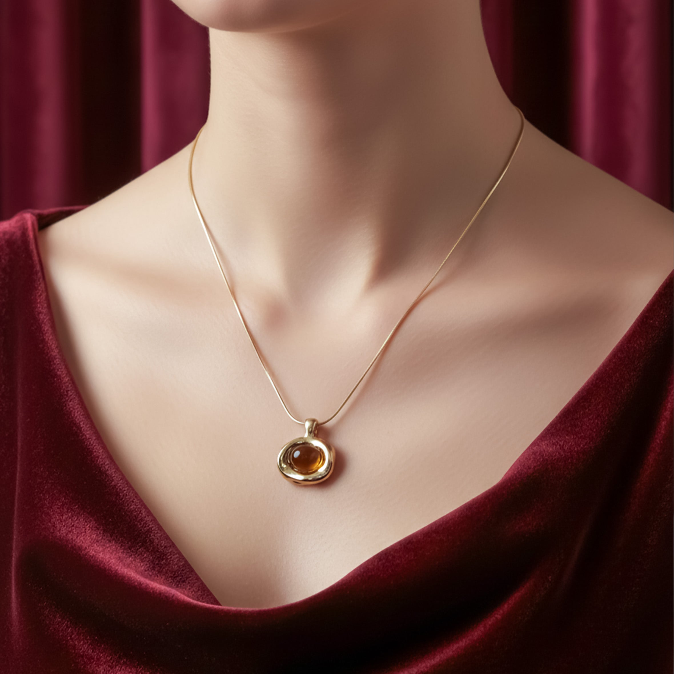 Vintage Style Stone Pendant Necklace GWN -66