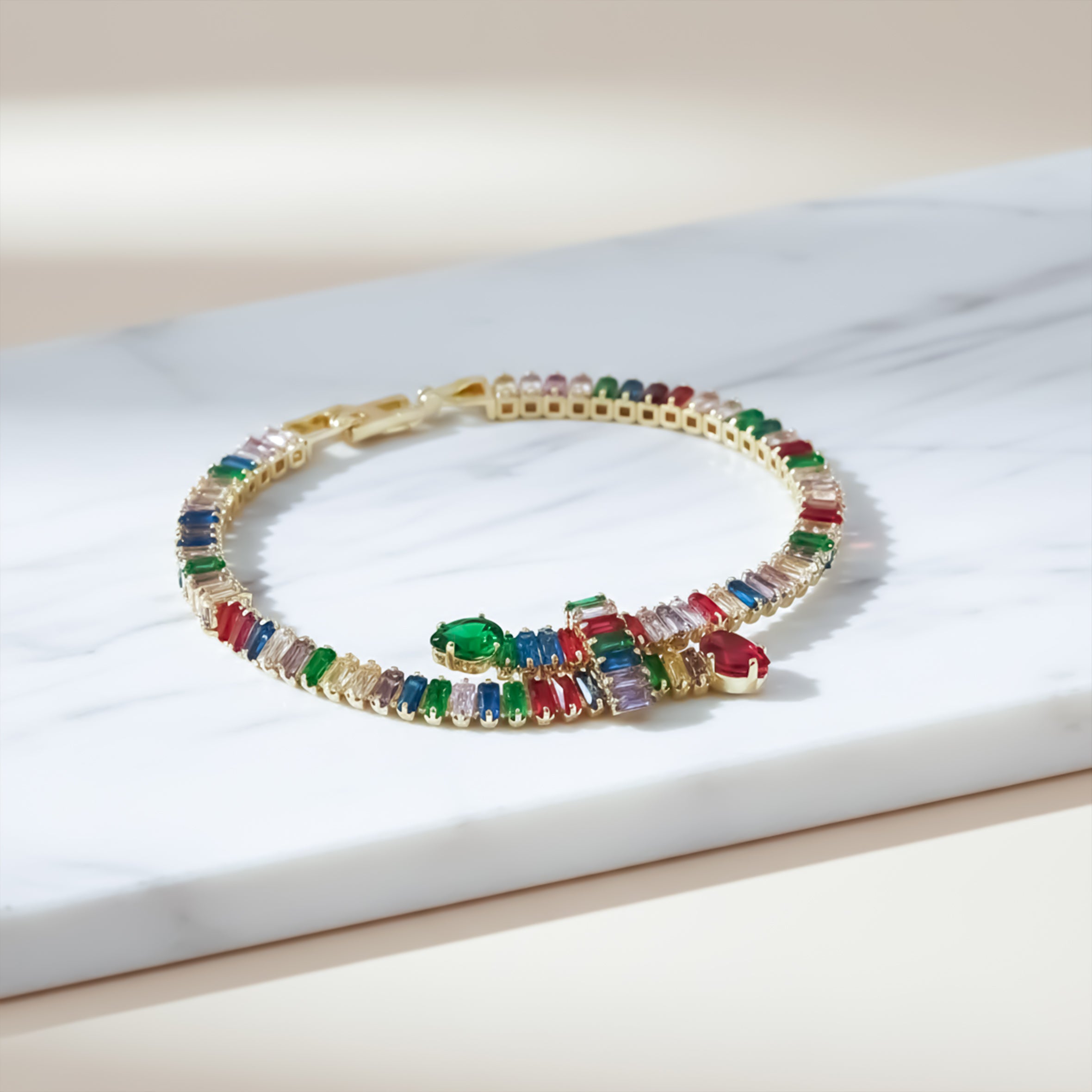 Multicolor Gemstone Tennis Bracelet GWB -128