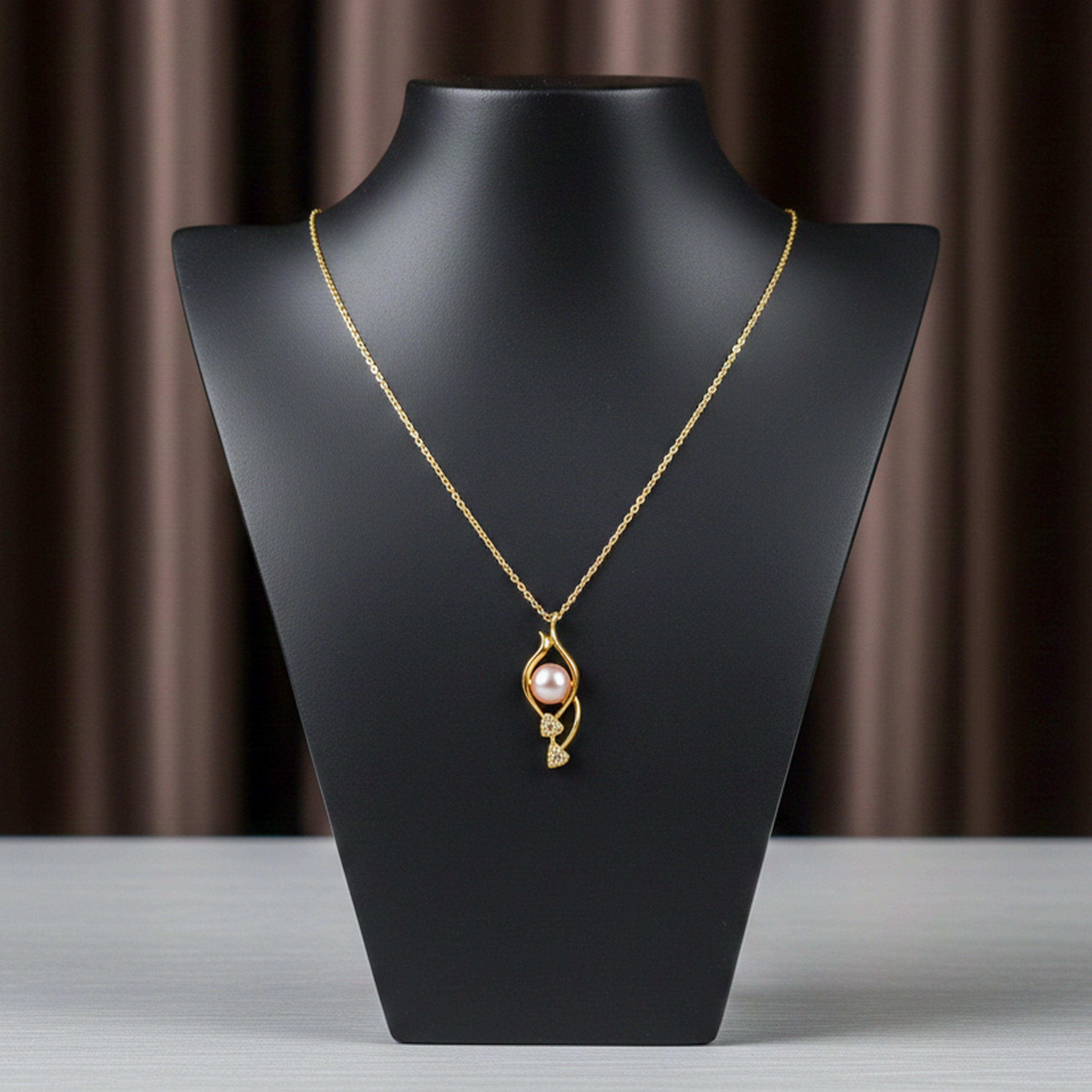 Gold Crystal Heart Pearl Pendant GWN -43