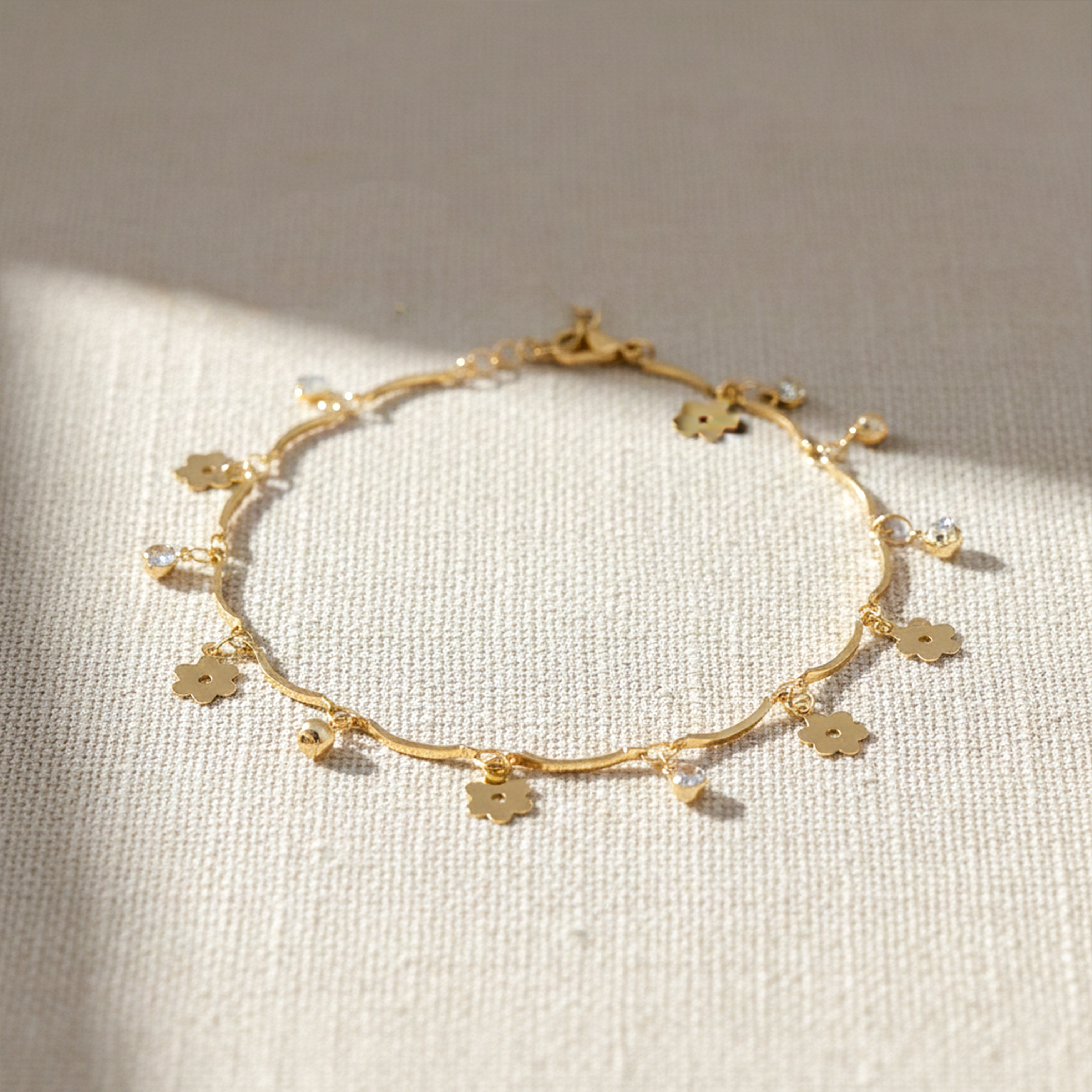 Golden Bloom Charm Anklet GWA -23