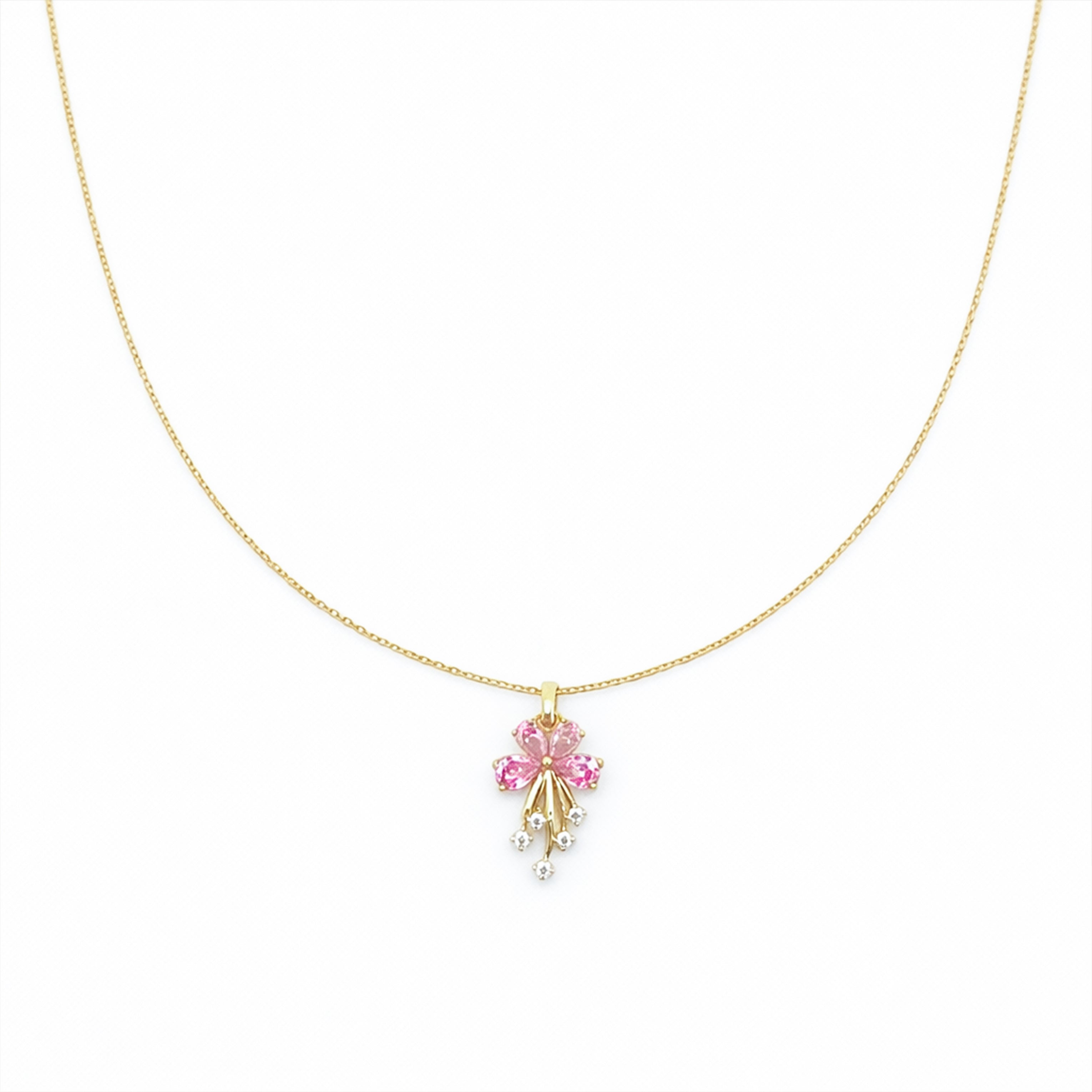 Pink Blossom Drop Pendant Necklace GWN -119