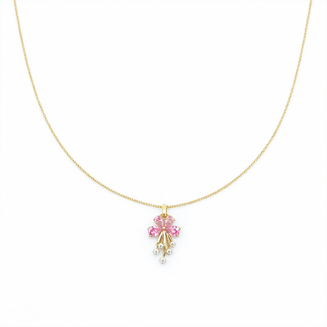 Pink Blossom Drop Pendant Necklace GWN -119
