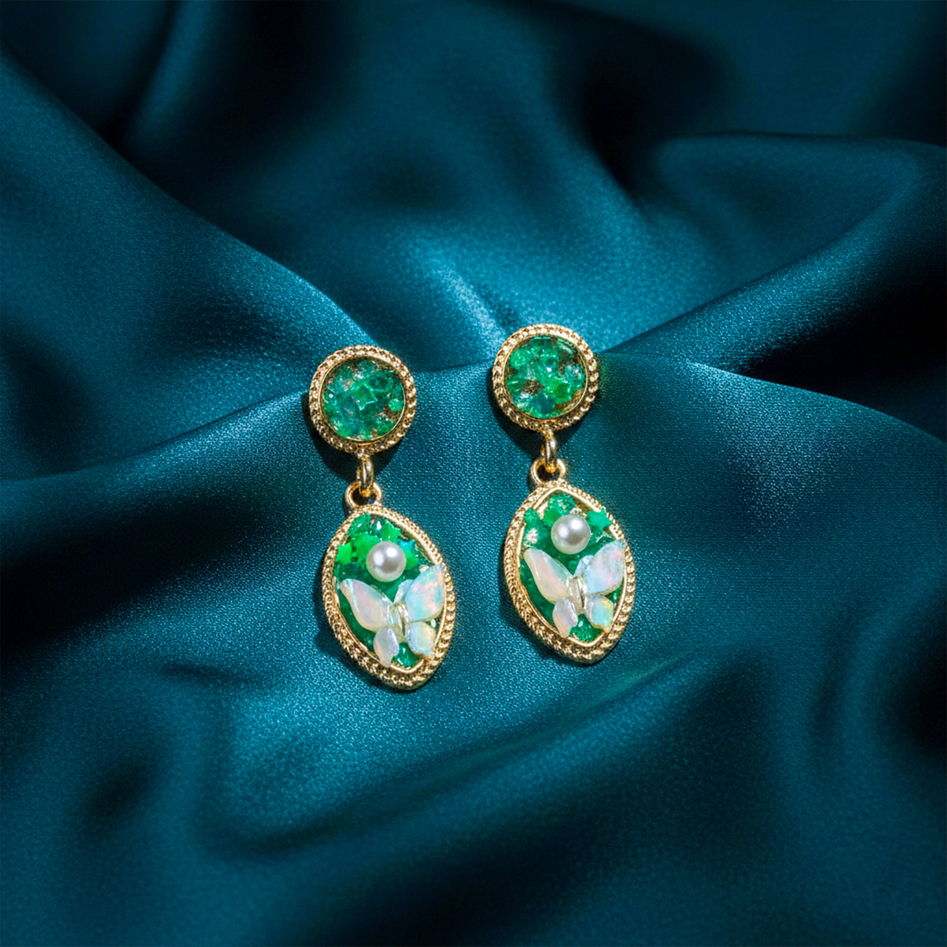 Green Butterfly Earrings GWE-207