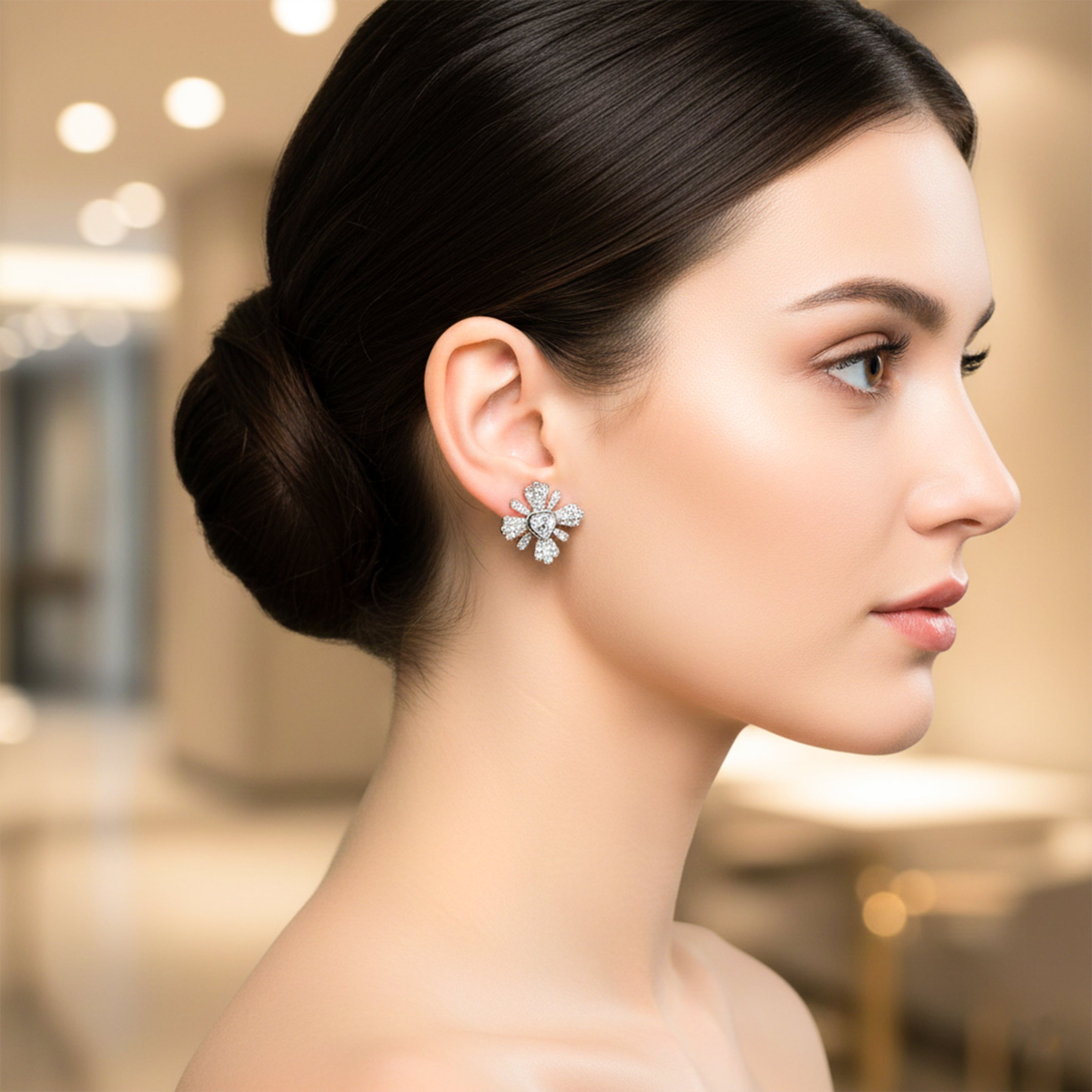 Heartburst Crystal Stud Earrings GWE -104