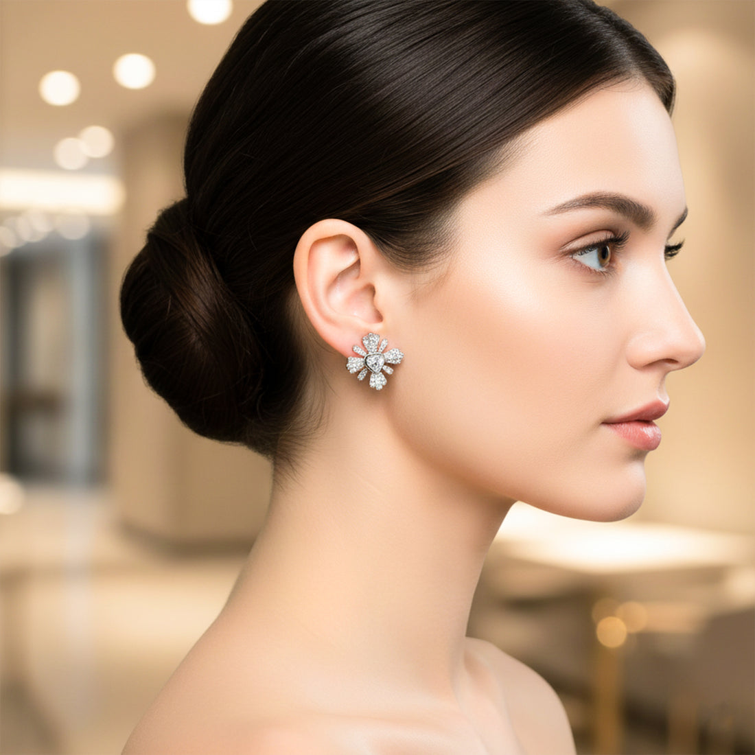 Heartburst Crystal Stud Earrings GWE -104