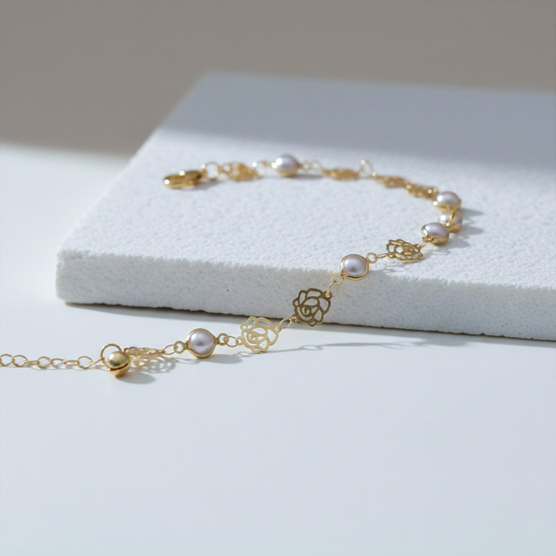 Golden Pearl Rose Anklet GWA -48