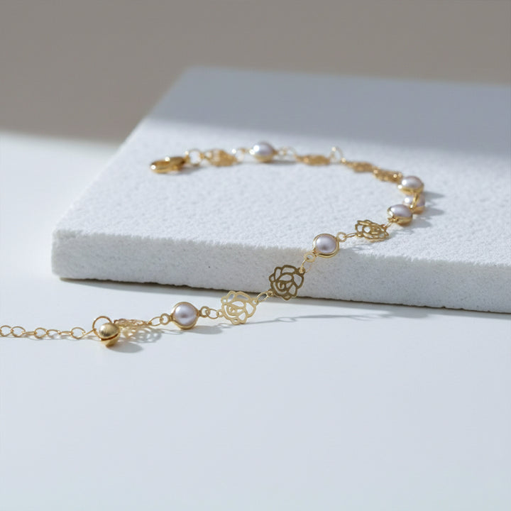 Golden Pearl Rose Anklet GWA -48