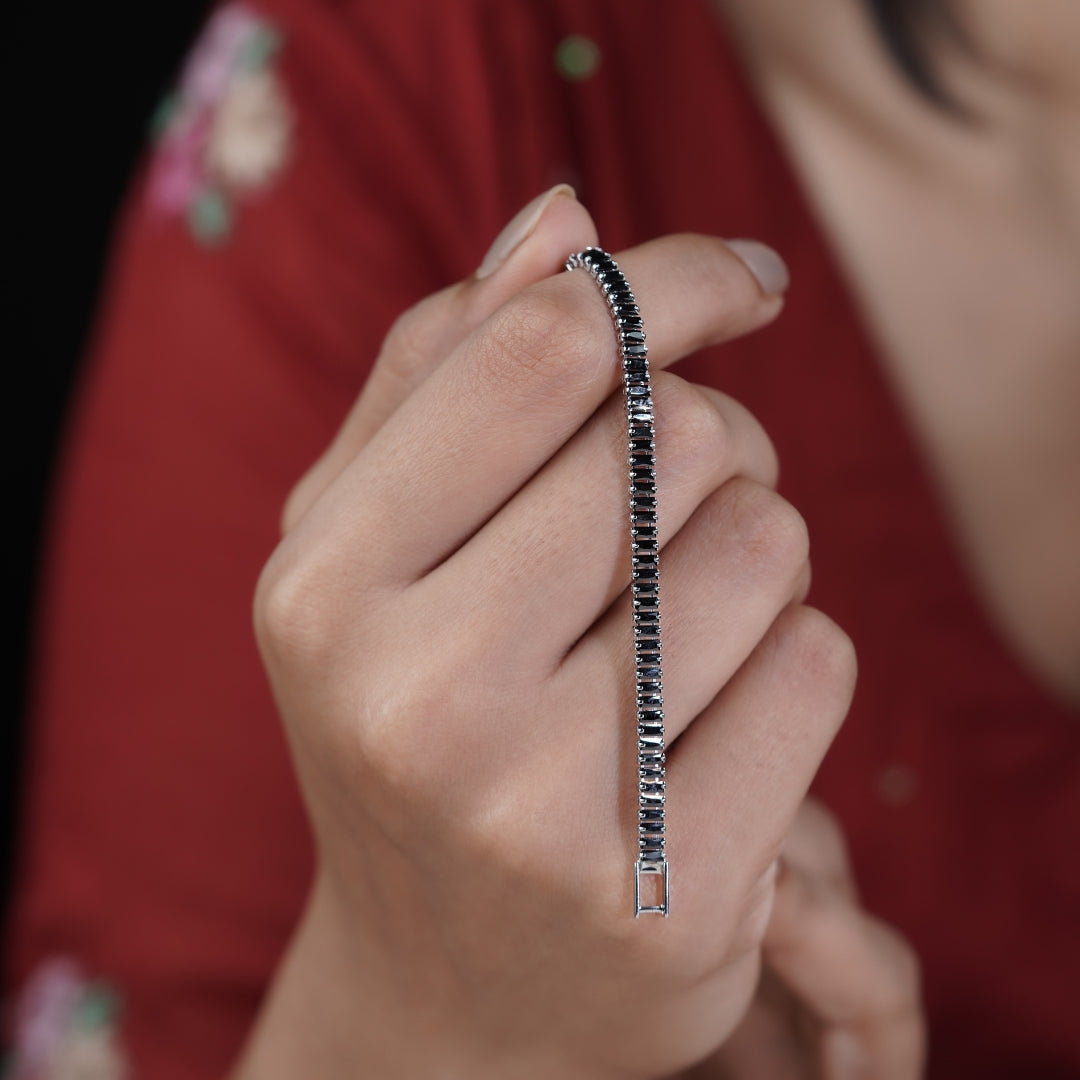 Tuxedo Silver Tennis Bracelet
