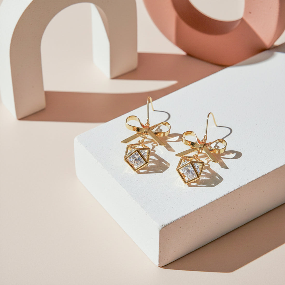 Crystal Bow Charm Earrings GWE -110