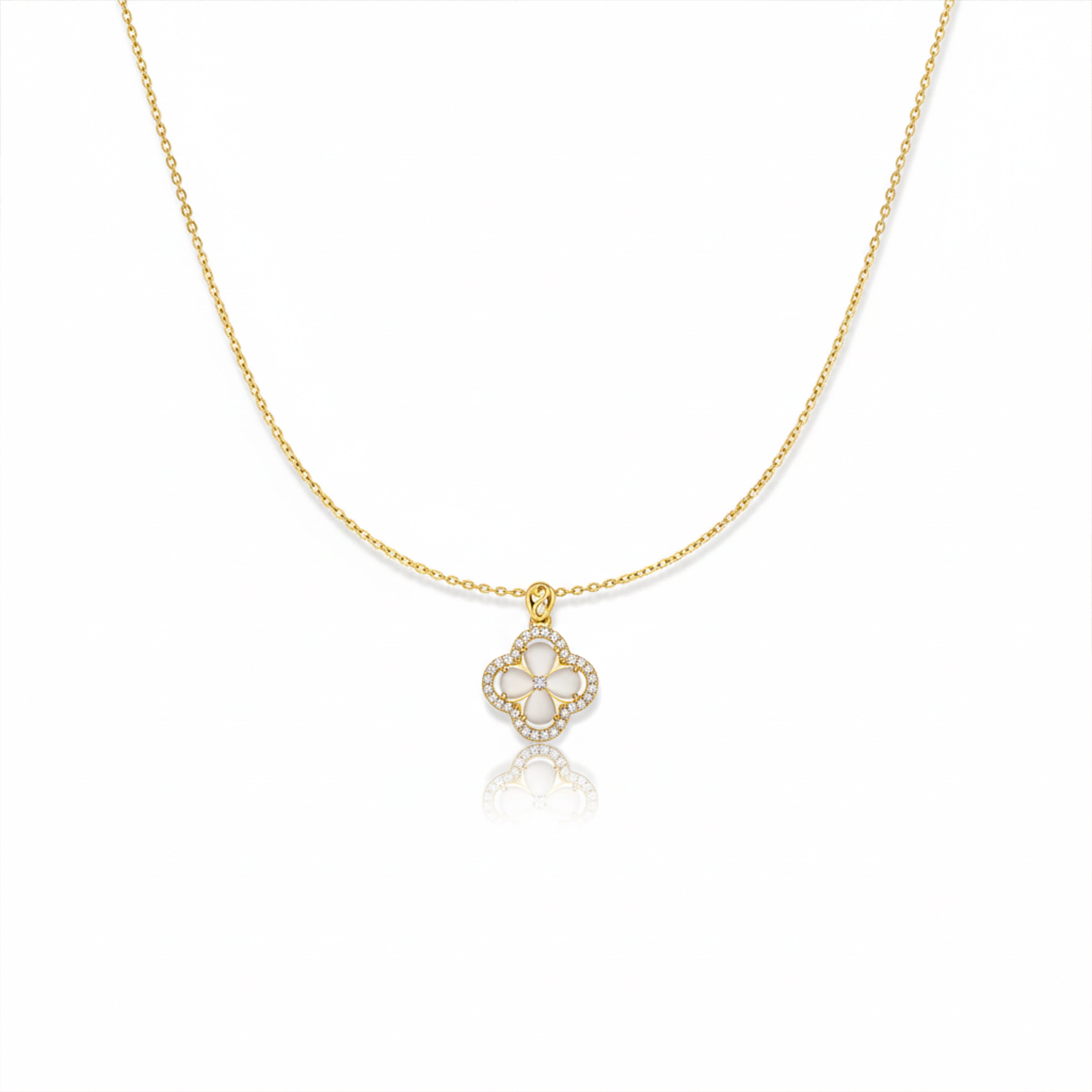 Diamond Clover Gold Pendant Necklace GWN -90
