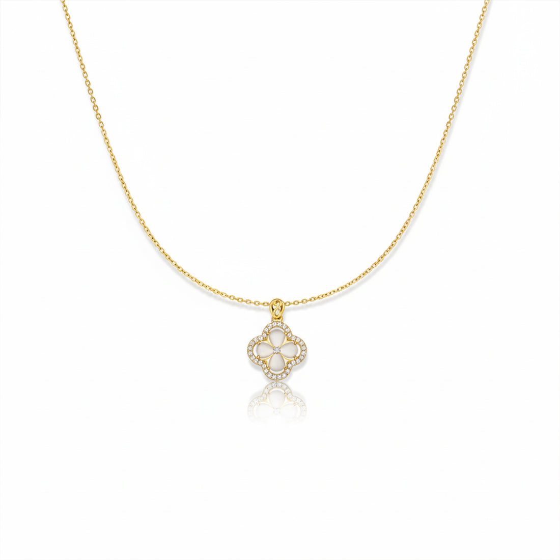 Diamond Clover Gold Pendant Necklace GWN -90