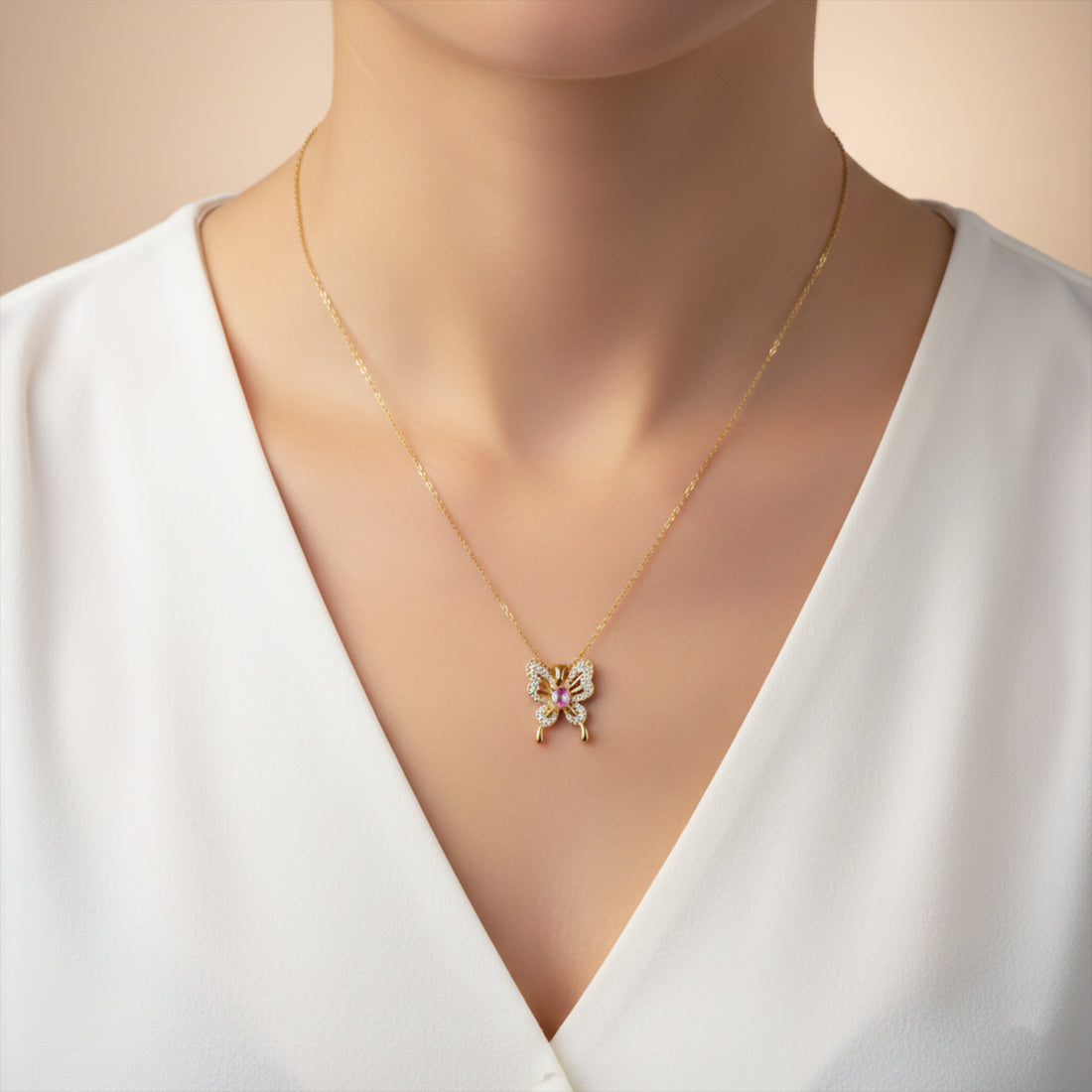 Gold Butterfly Charm Necklace GWN -87