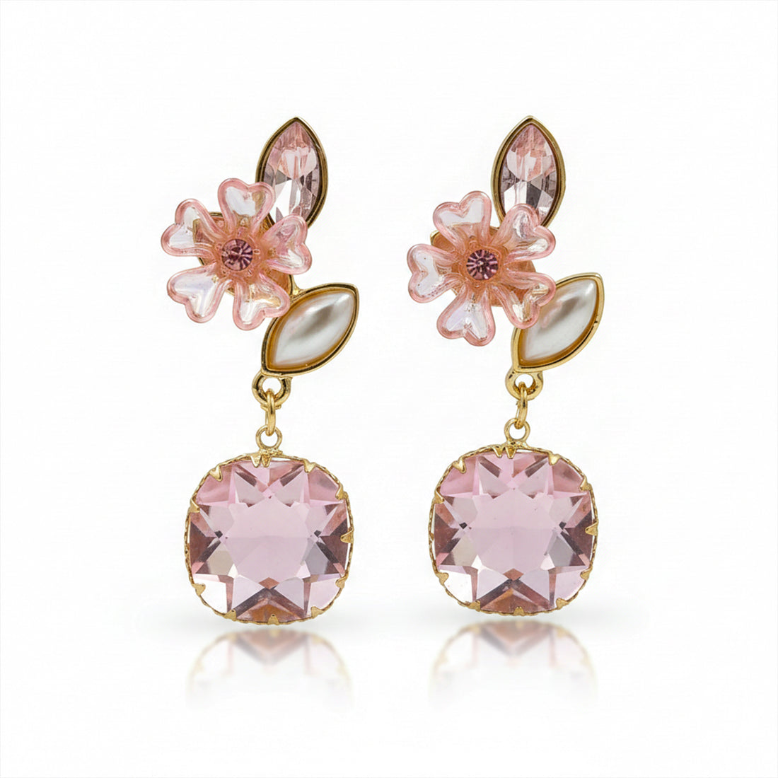Blush Floral Crystal Earrings GWE -235