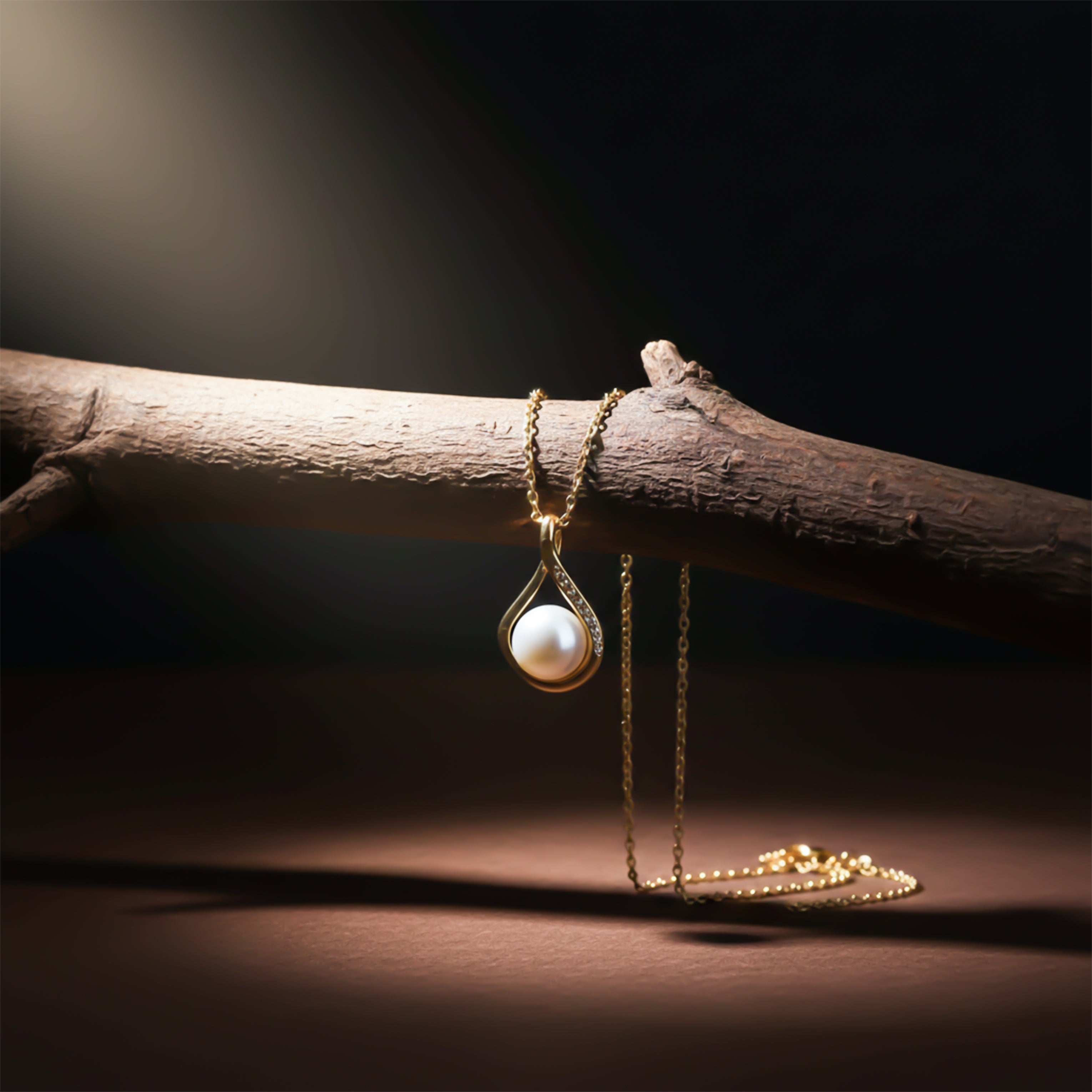 Gold Swirl Pearl Necklace GWN -33