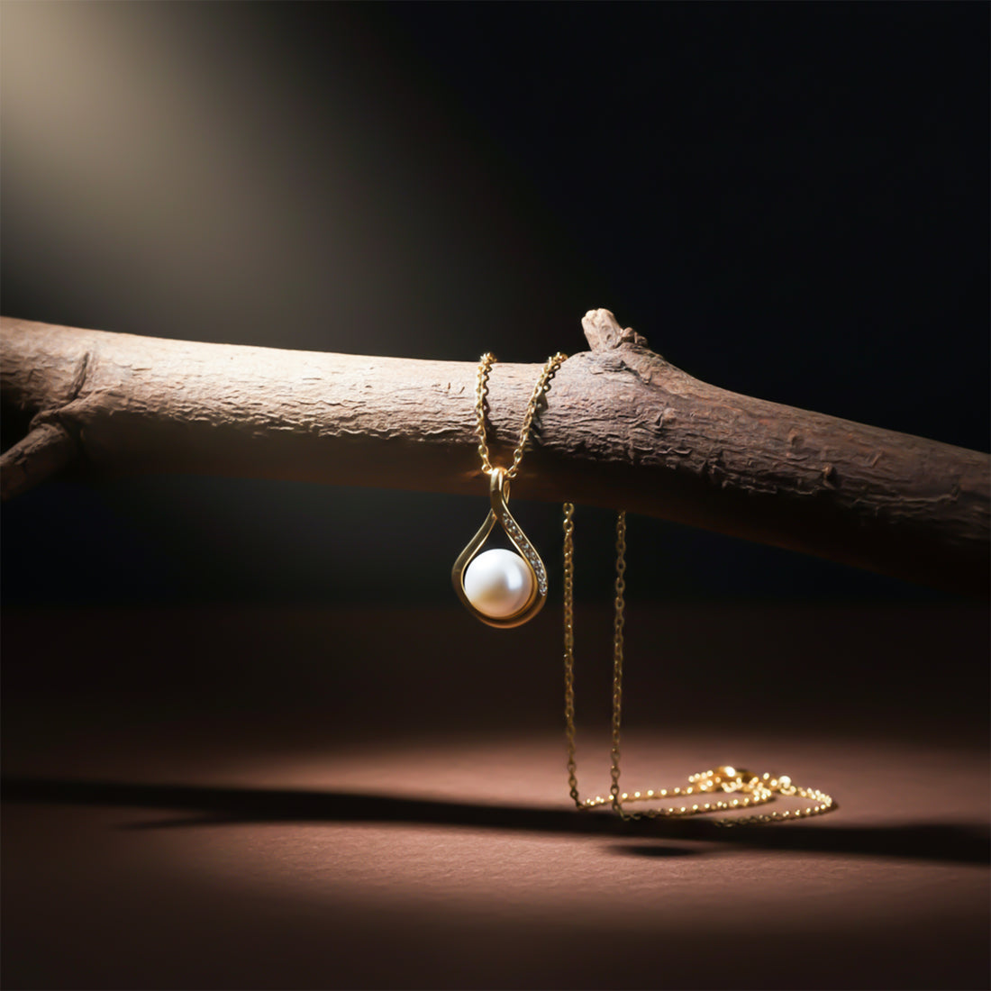 Gold Swirl Pearl Necklace GWN -33