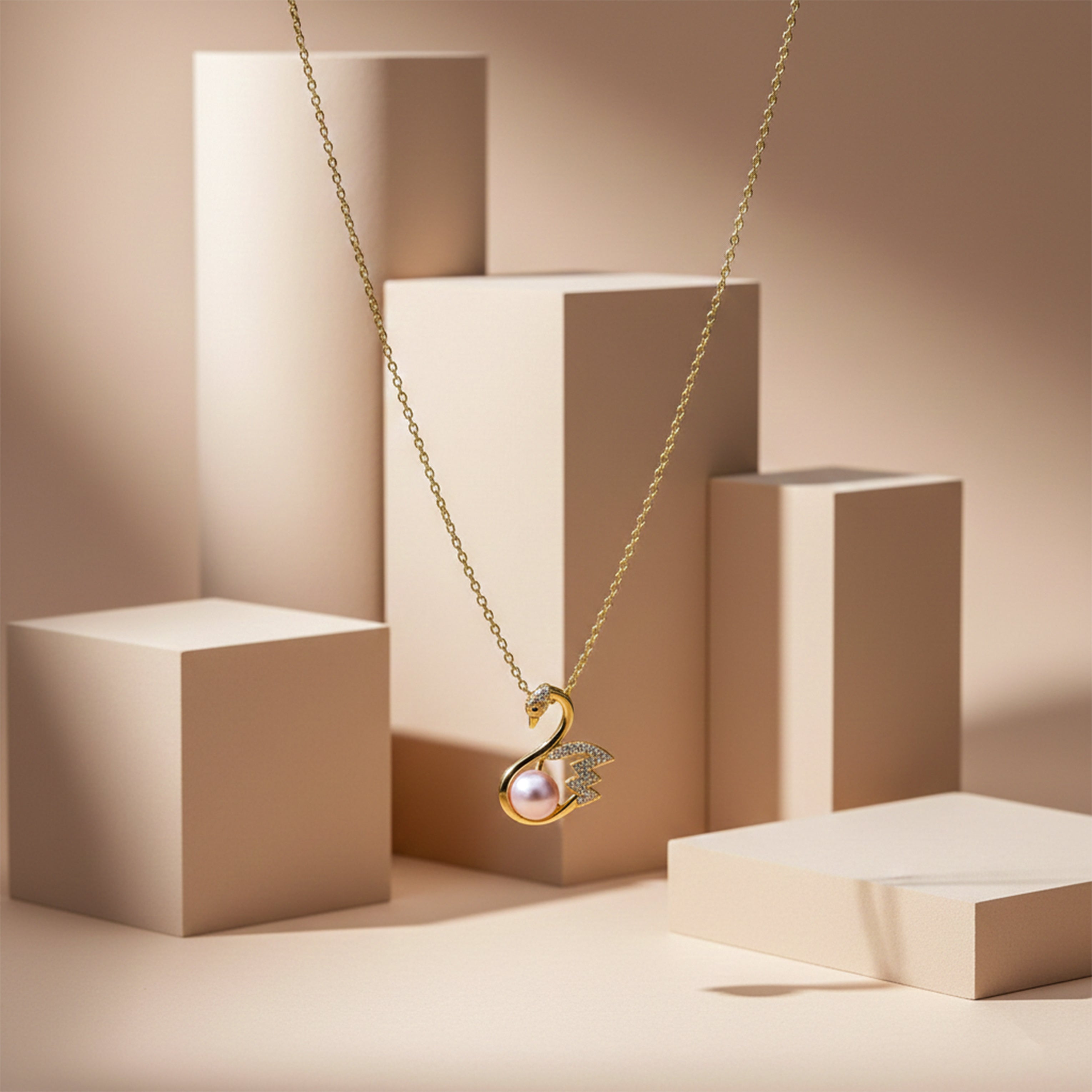 Gold Swan Crystal Necklace GWN -36