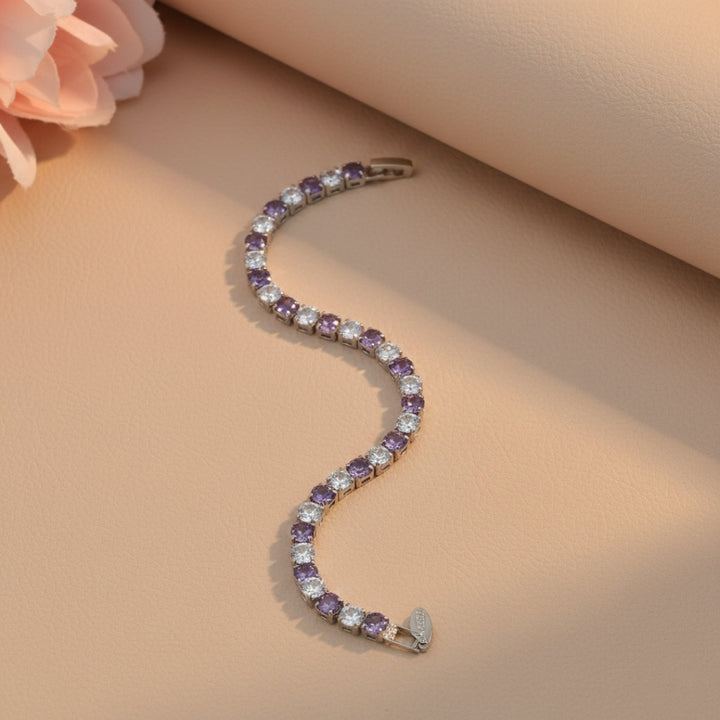 Lavender White Big Diamond Tennis Bracelet -GWB60