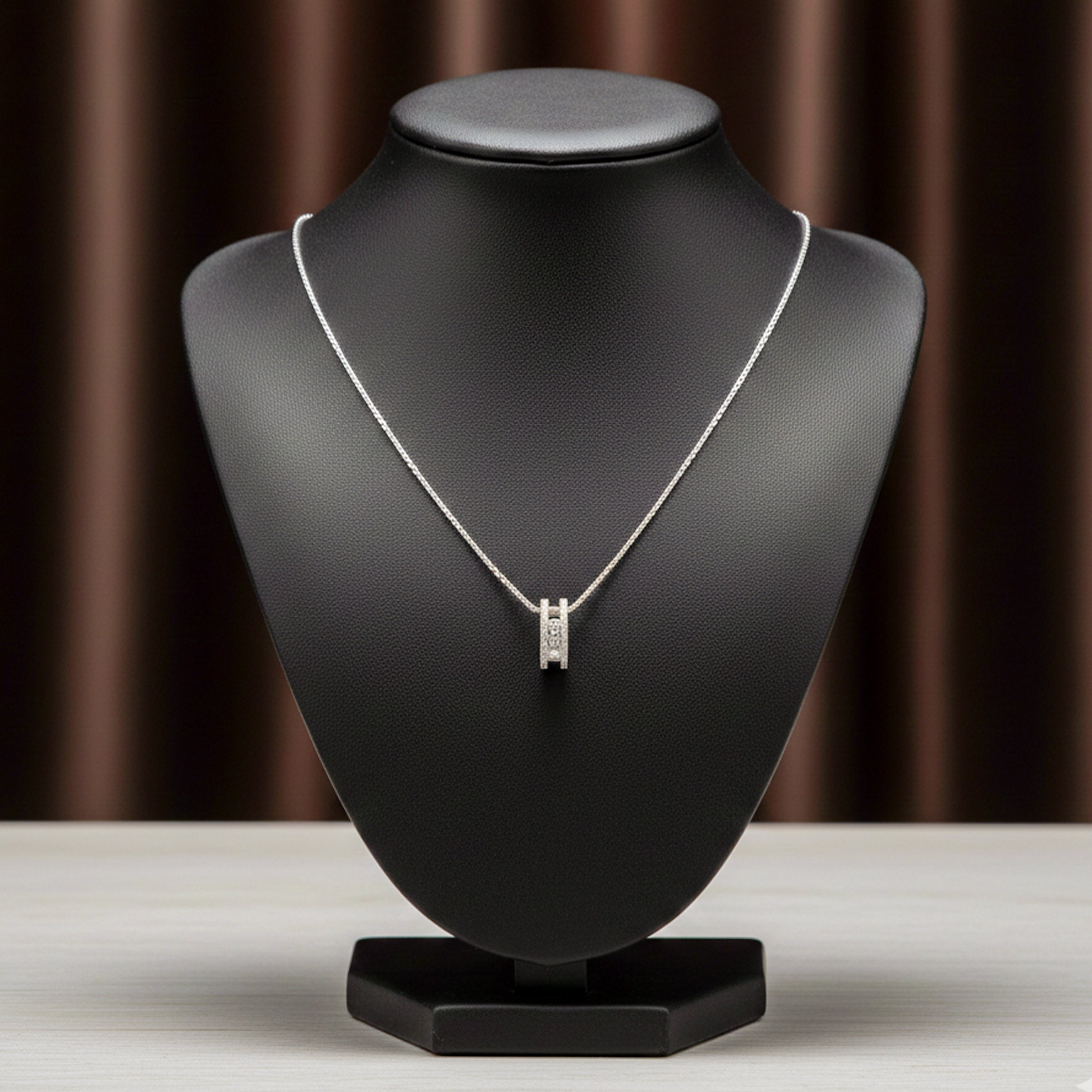 Silver Triple Stone Charm Necklace GEN -48