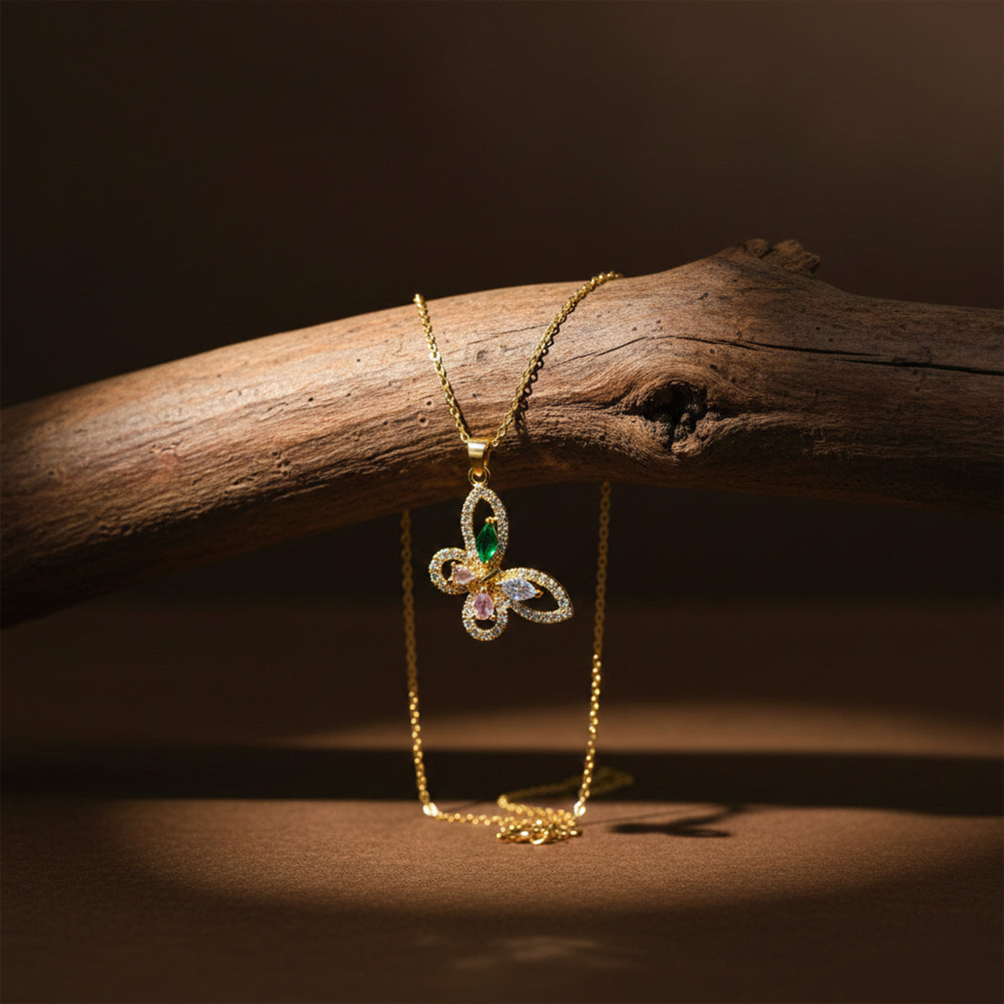 Butterfly Sparkle Pendant Necklace GWN -137