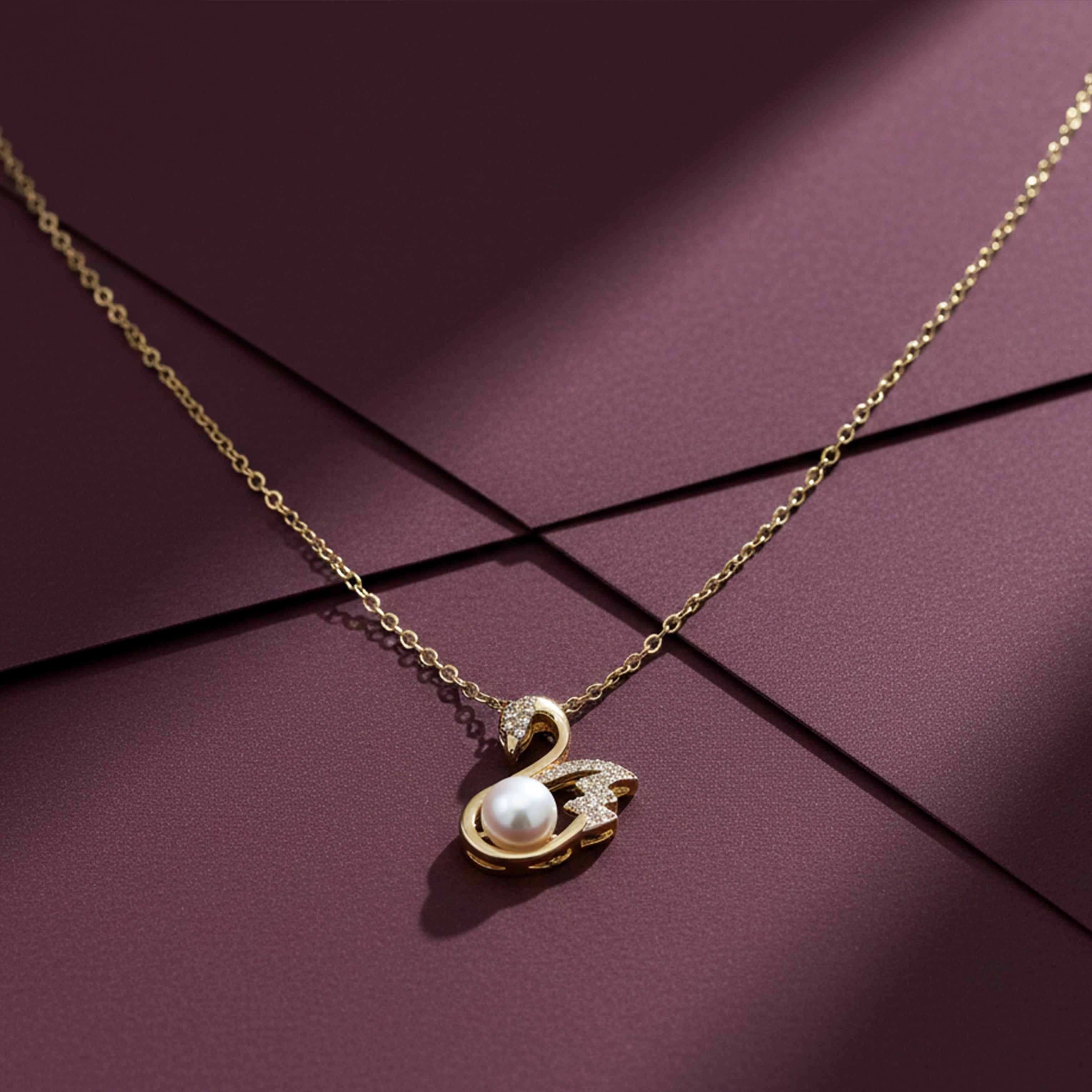 Gold Swan Crystal Necklace GWN -35