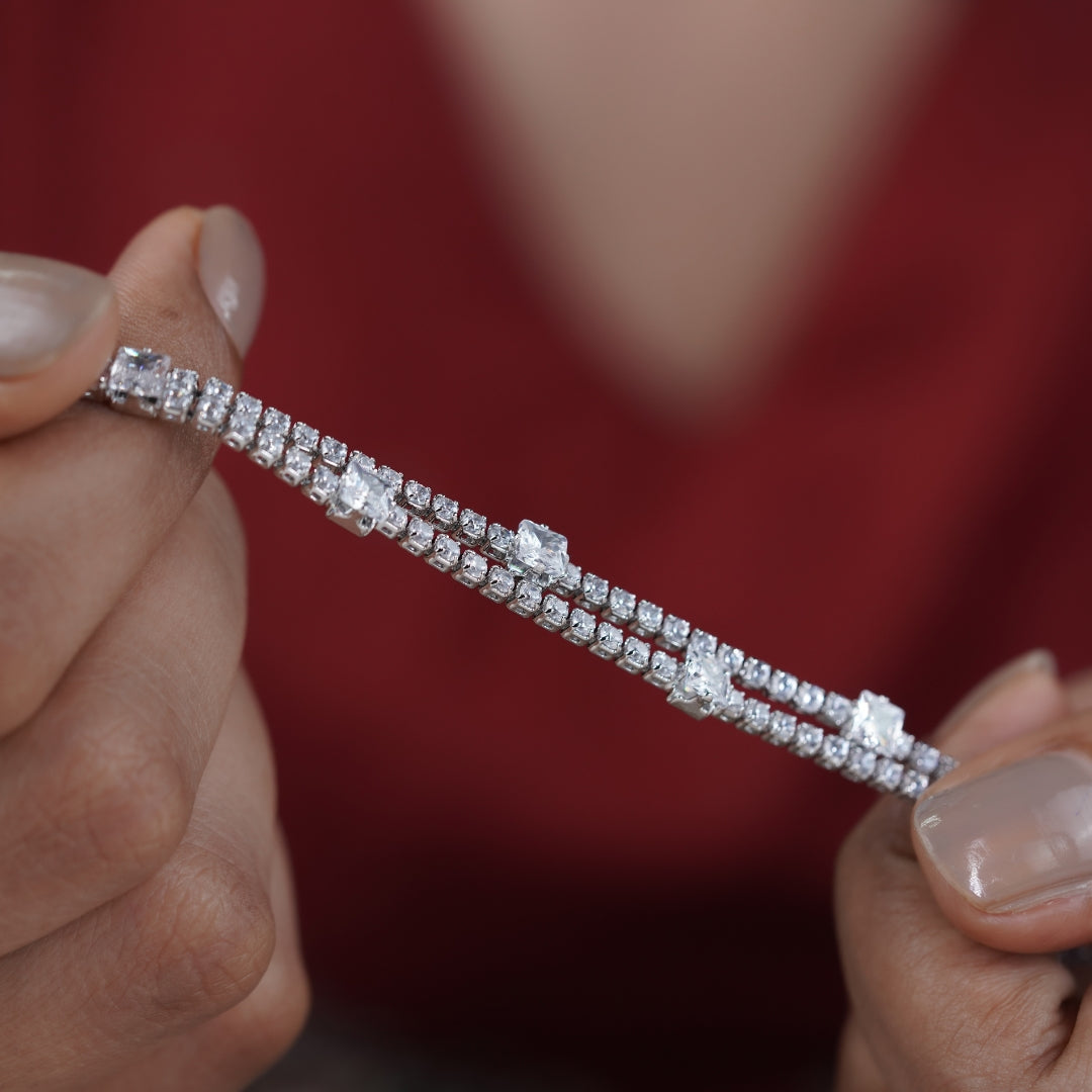 Adya Lux Silver Tennis Braclate