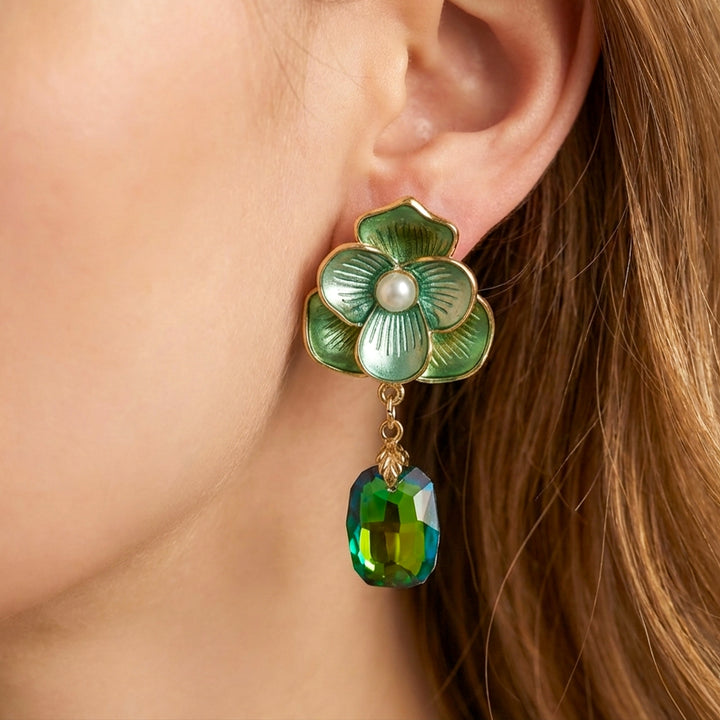 Green Floral Earrings GWE -231