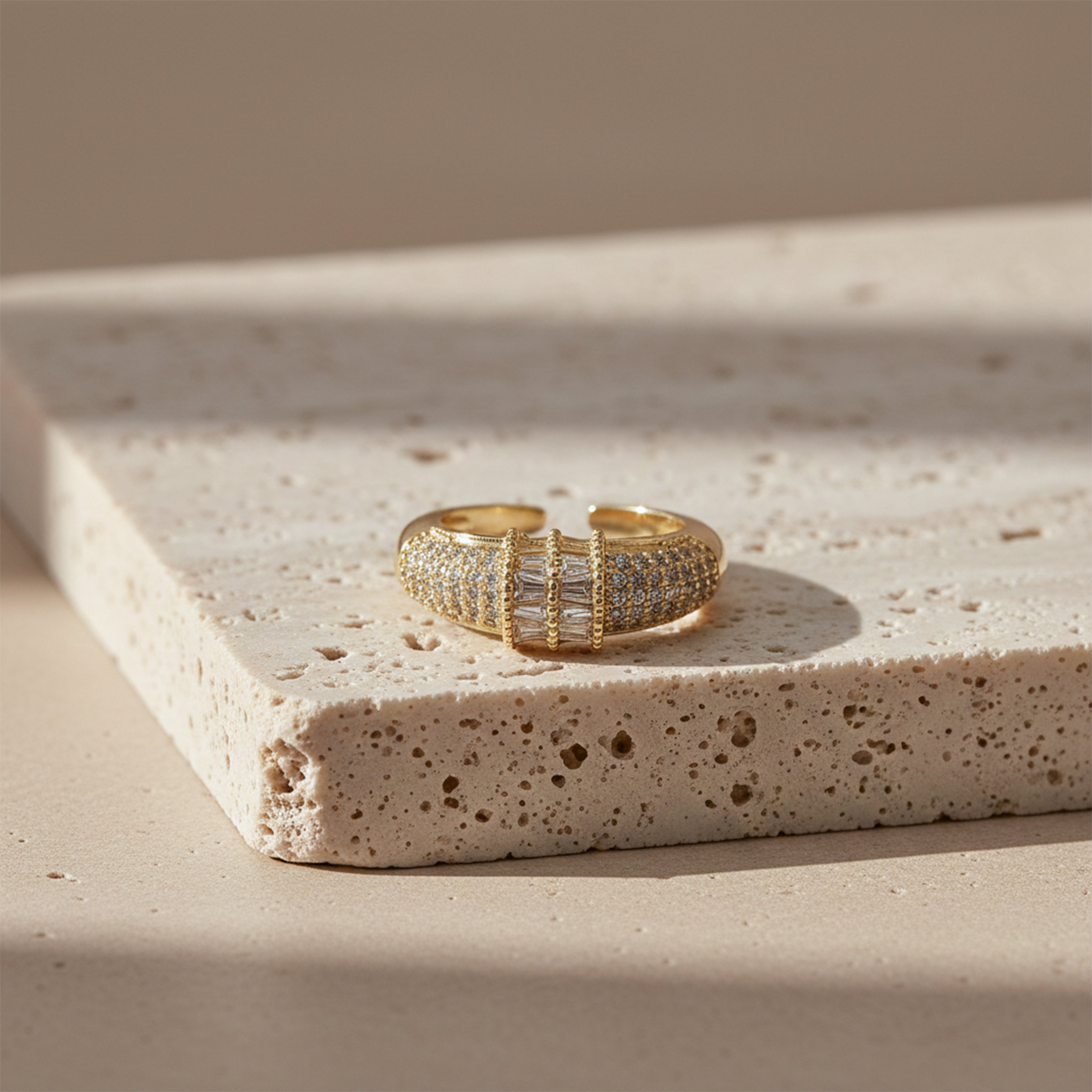 Regal Baguette Pavé Gold Ring GWR -23