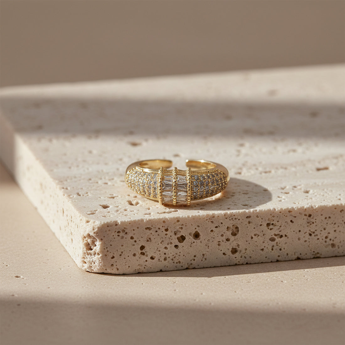 Regal Baguette Pavé Gold Ring GWR -23