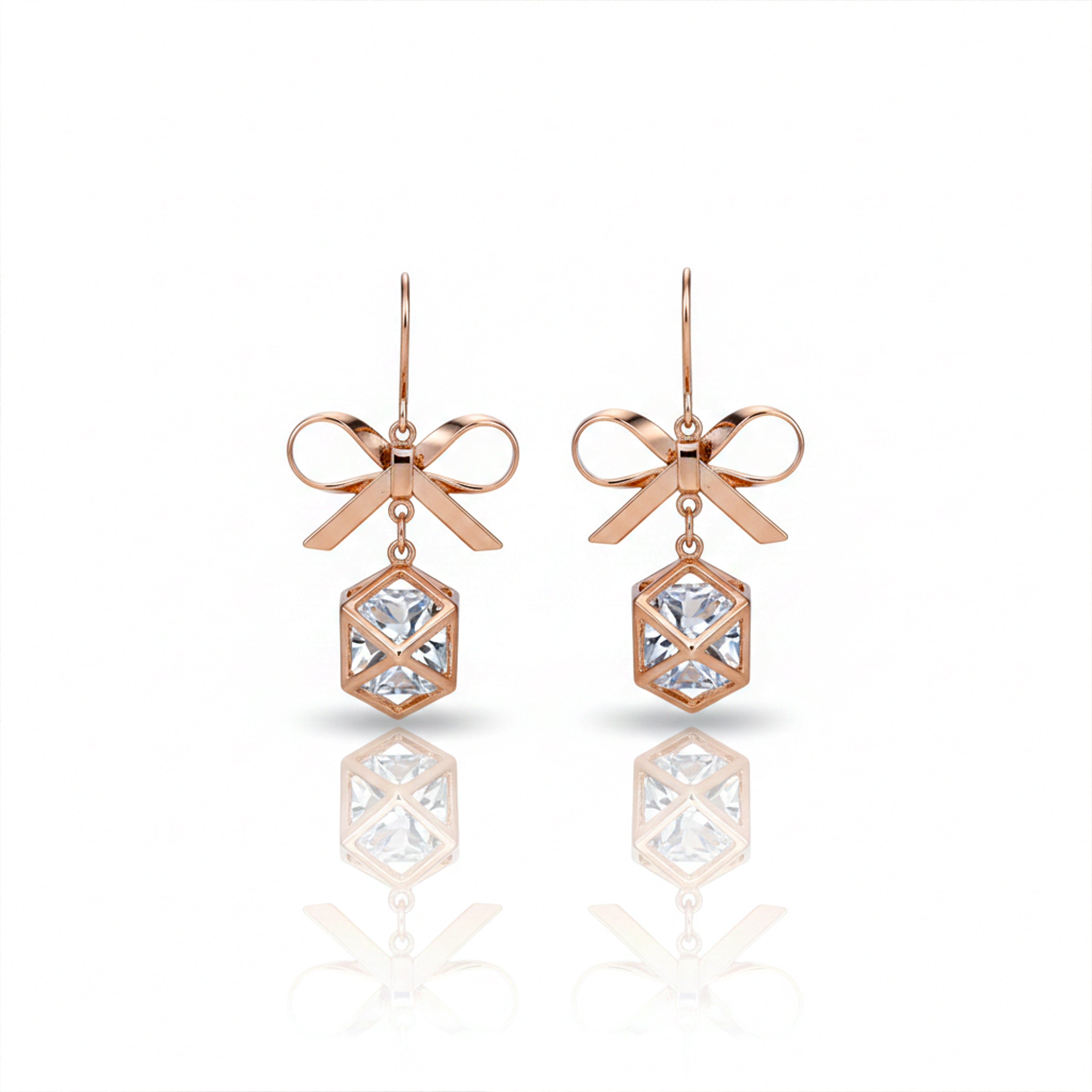 Rose Bow Drop Earrings GWE -120