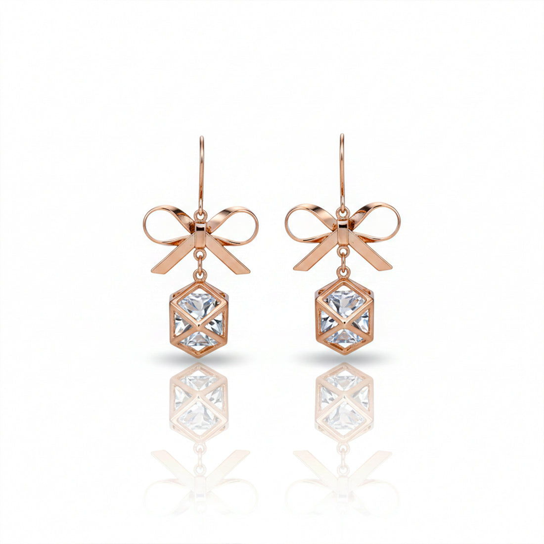 Rose Bow Drop Earrings GWE -120