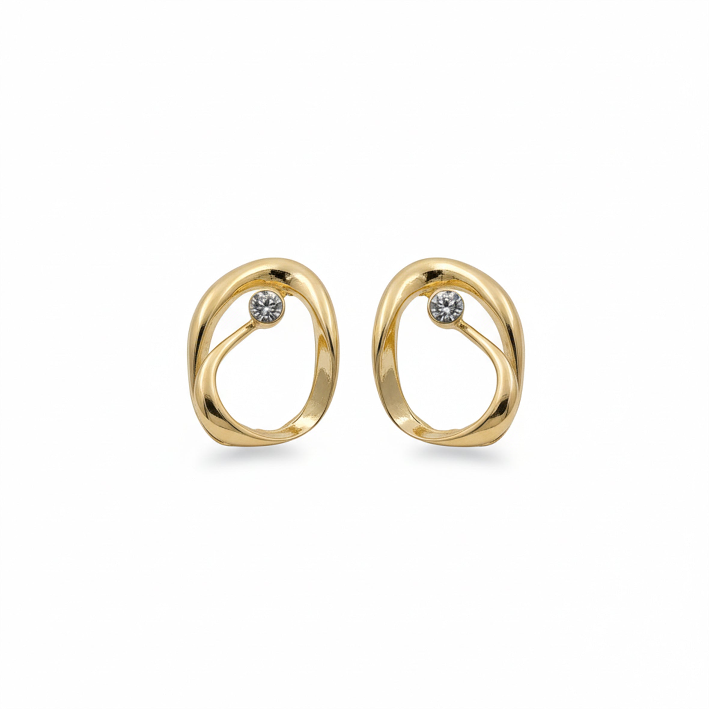 Luna Sculpted Gold Crystal Stud Earrings GWE -51