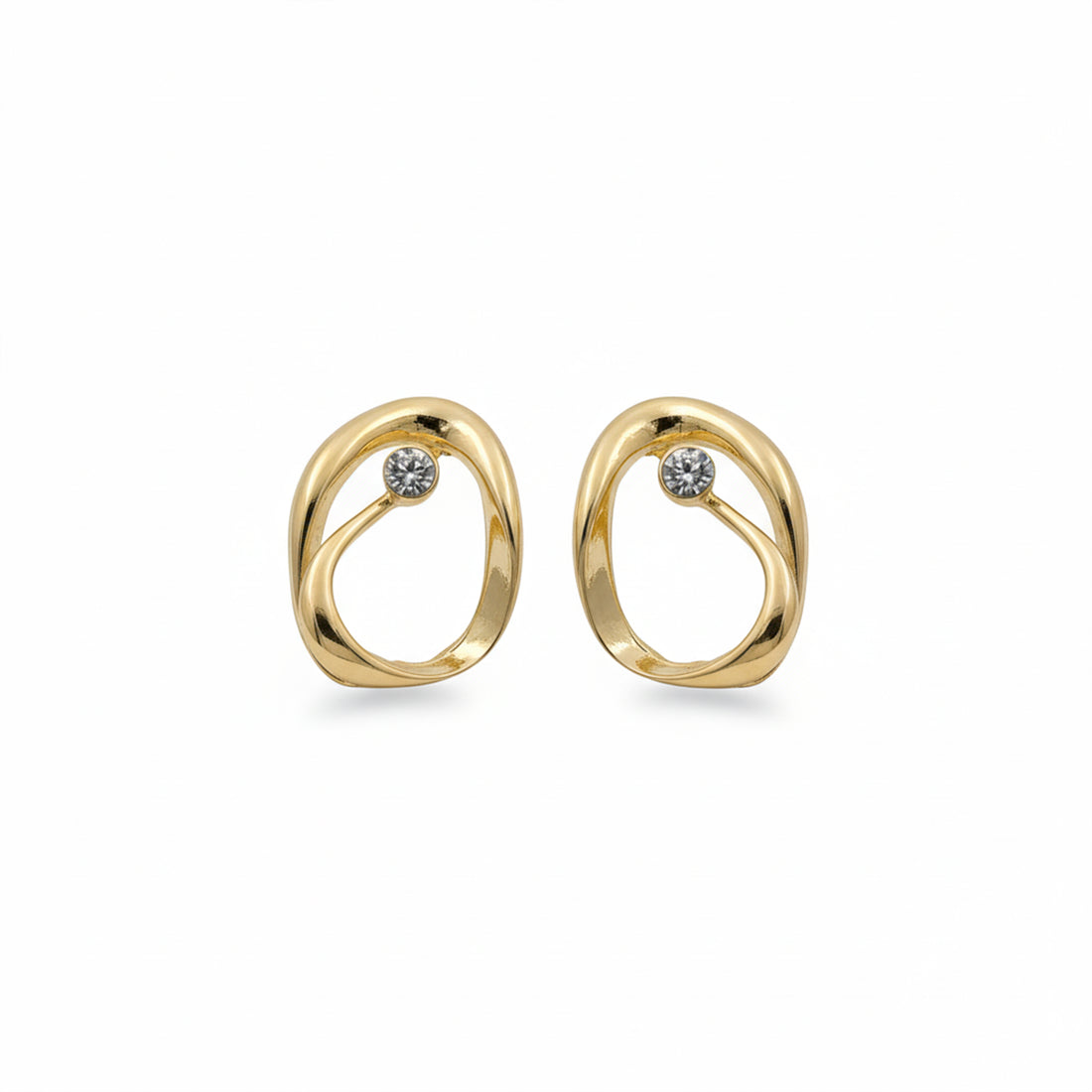 Luna Sculpted Gold Crystal Stud Earrings GWE -51