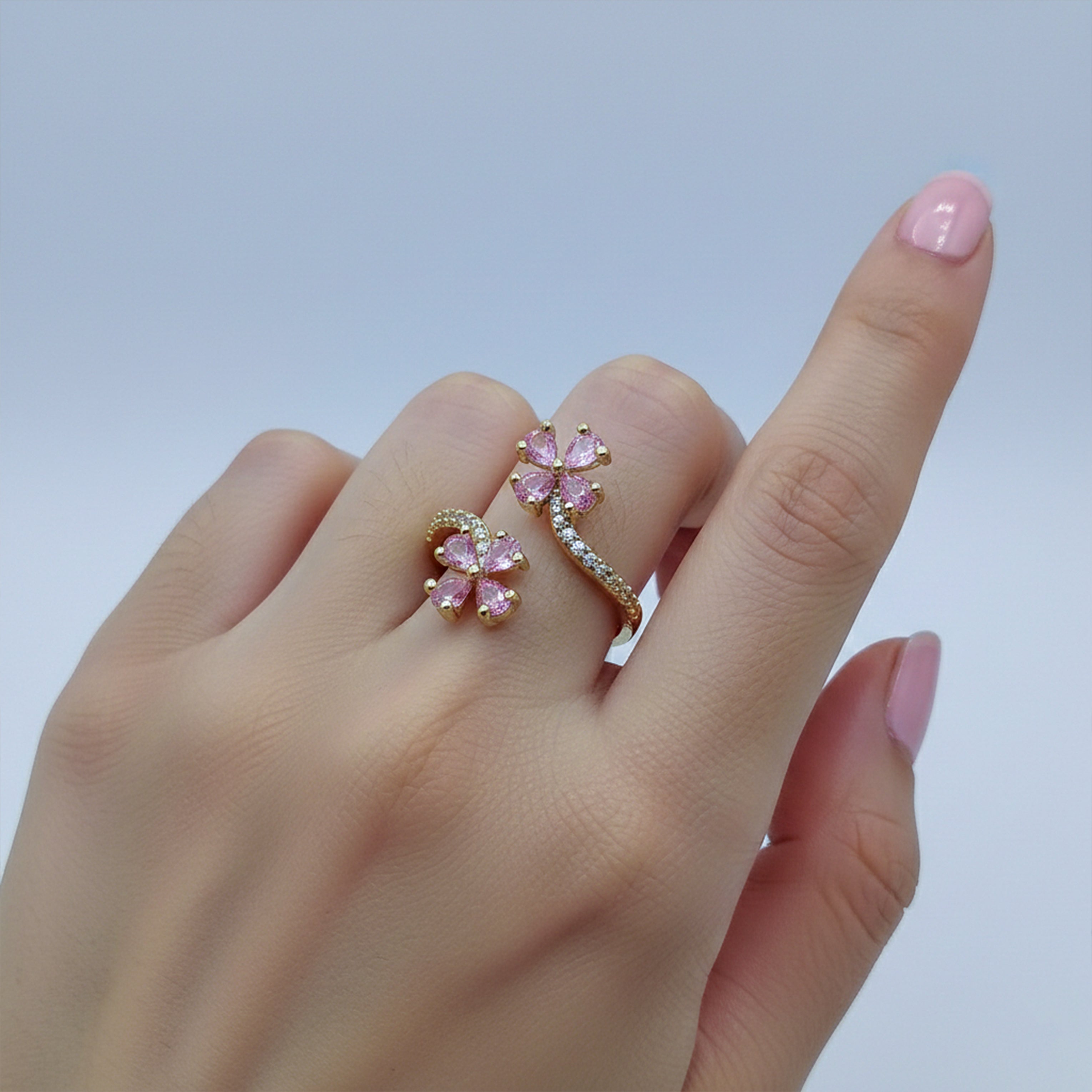 Pink Blossom Adjustable Open Ring GWR -65