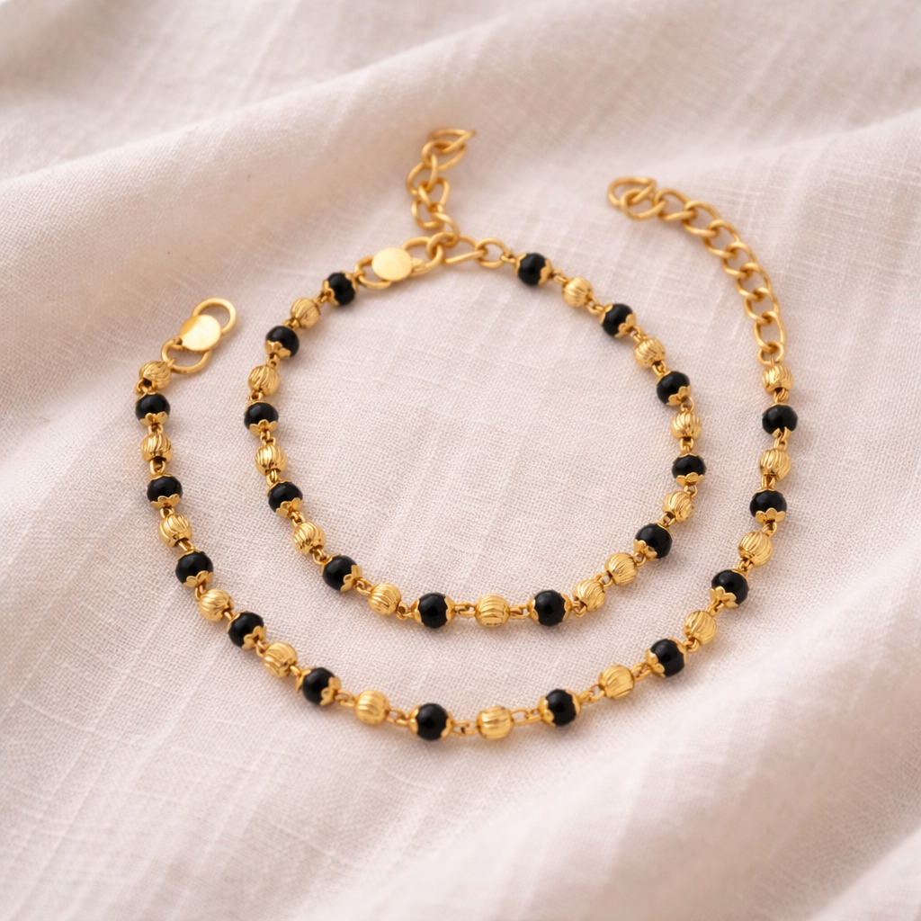 Gold & Black Beaded Baby Bracelet GBB -5