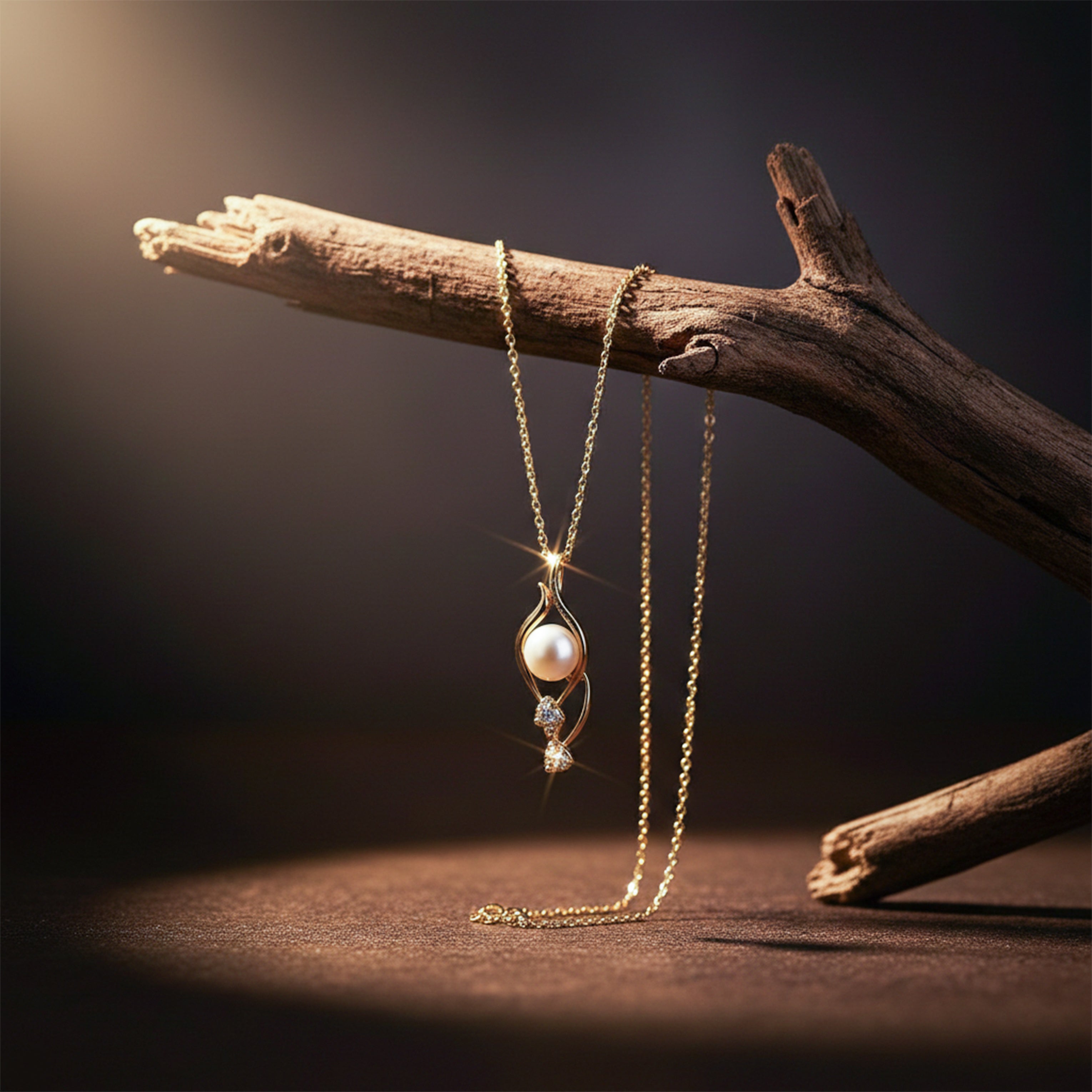 Gold Crystal Heart Pearl Necklace GWN -42