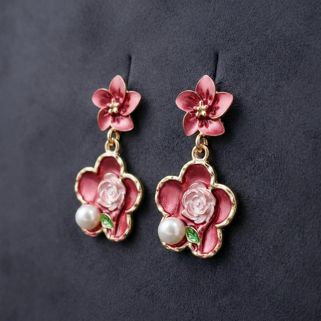 Enamel Pearl Earrings GWE -185