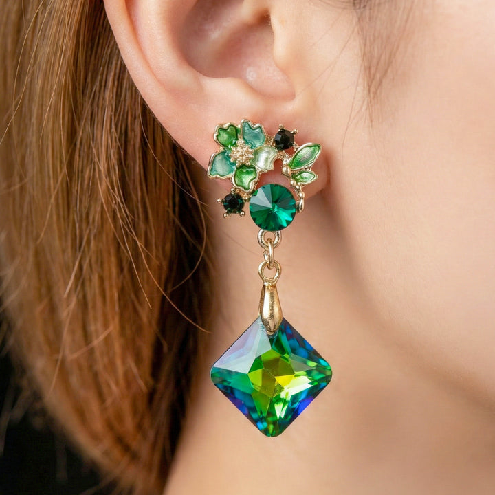 Green Floral Earrings GWE -203